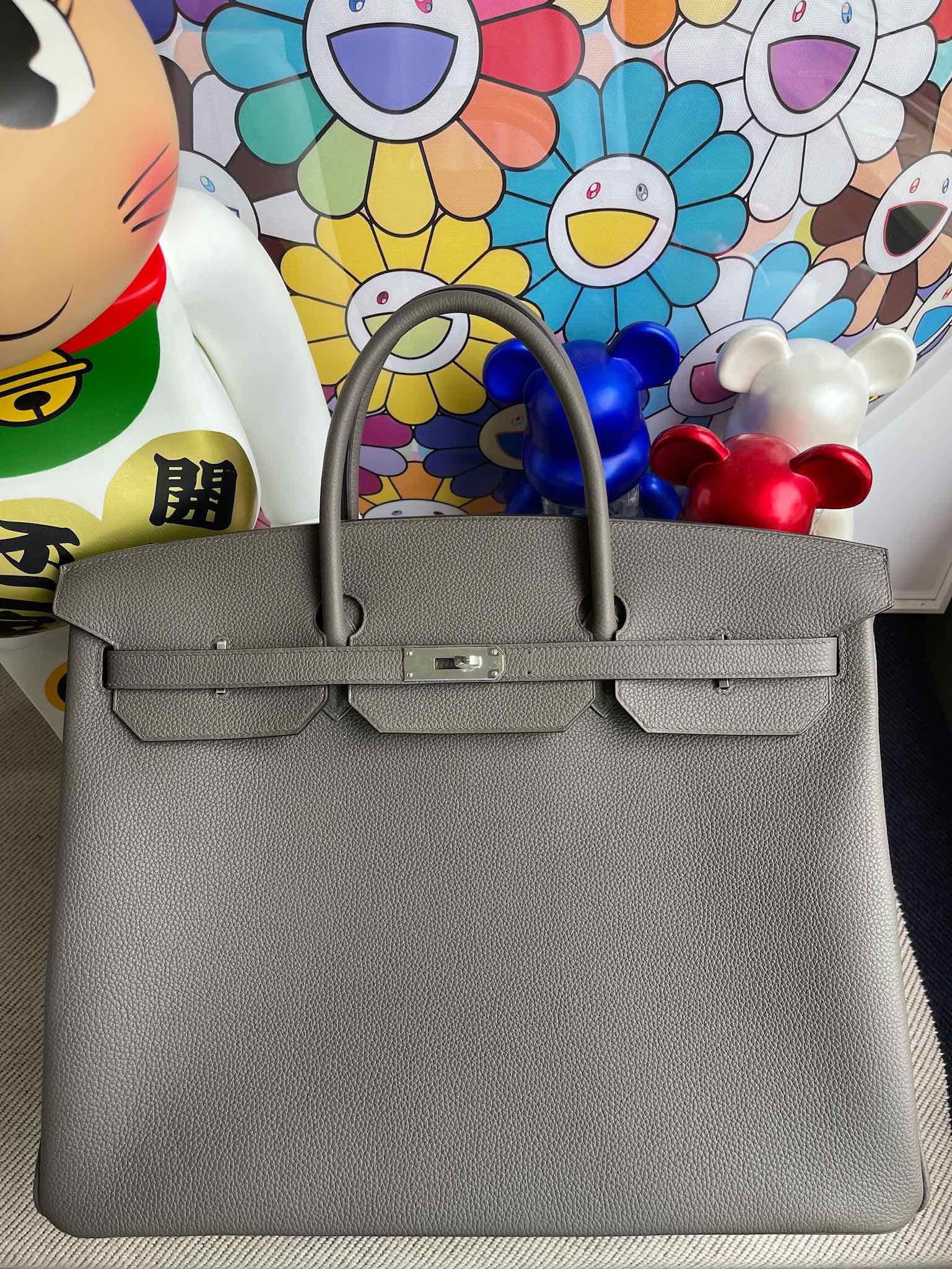 Hermès(爱马仕)Birkin 铂金包 原厂小牛皮 Togo 8F 锡器灰 Etain 银扣 40cm 顶级手缝-拉尔森鳄鱼皮具定制 - 爱马仕包包官网 Hermès(爱马仕)Birkin 铂金包 原厂小牛皮 Togo 8F 锡器灰 Etain 银扣 40cm 顶级手缝