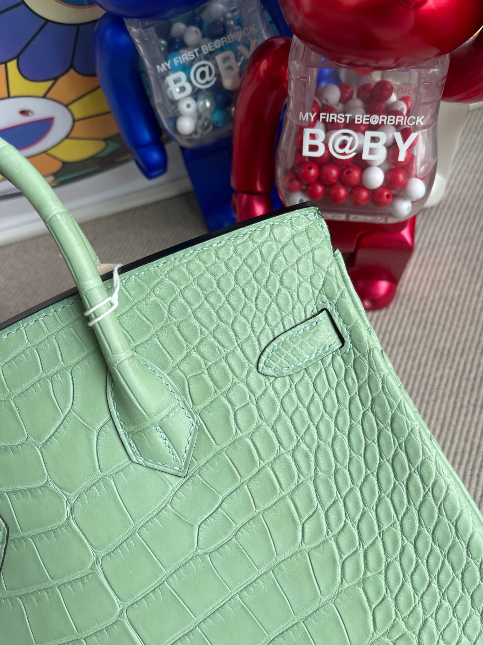 Hermès（爱马仕）Birkin 铂金包 Alligator matt 雾面鳄鱼 6U 薄荷绿 金扣 25cm 顶级手缝