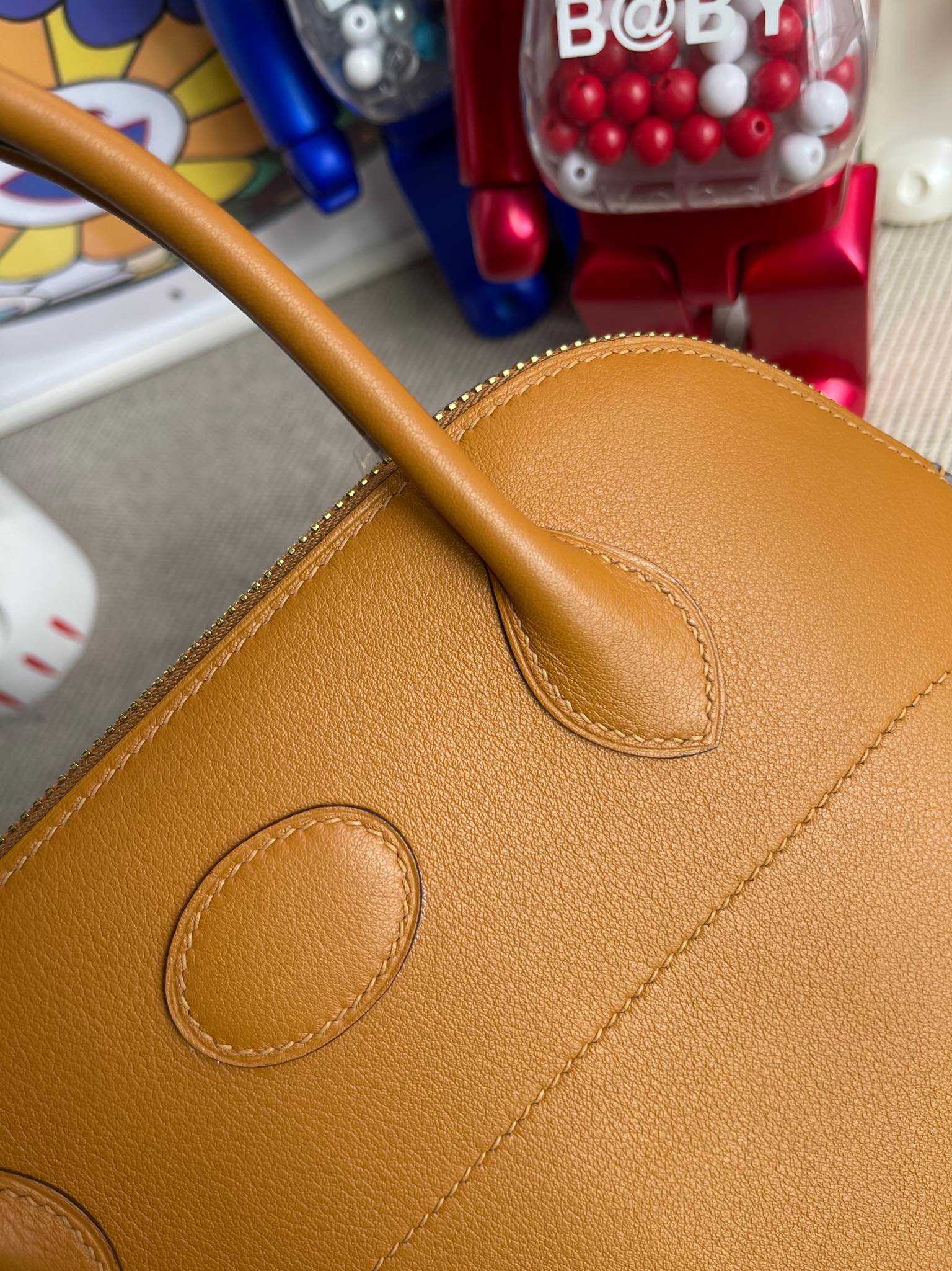 Hermès（爱马仕）Bolide 保龄球包 Swift 2S 芝麻色 Sesame 金扣 27cm 顶级手缝