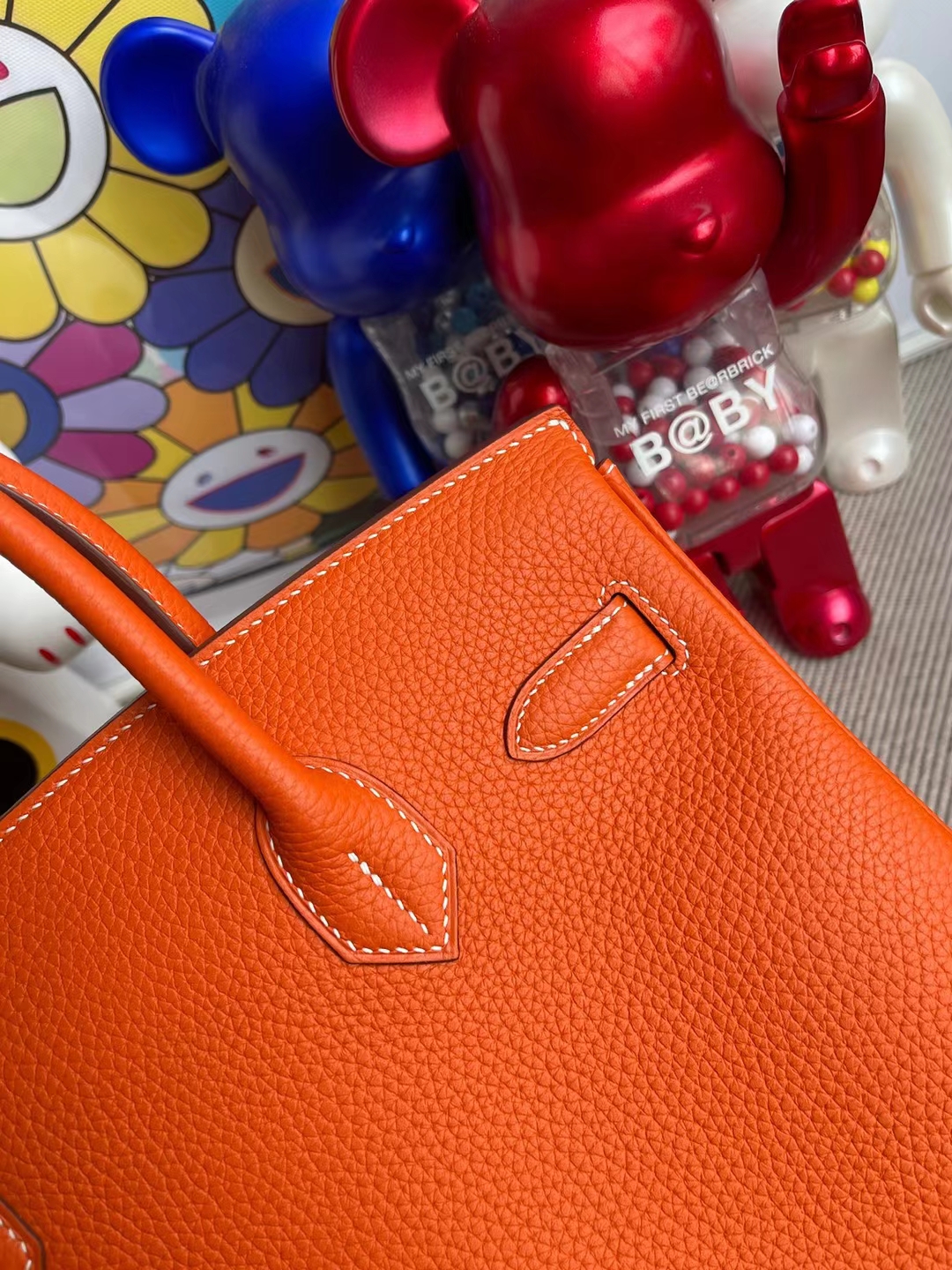 Hermès（爱马仕）Birkin 铂金包 Clemence 进口大牛皮 火焰橙 金扣 30cm