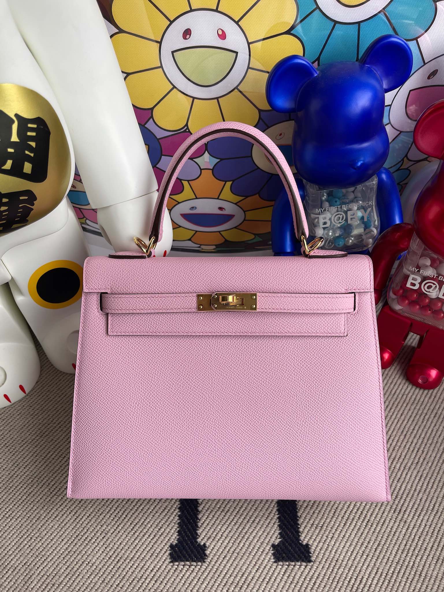 Hermès（爱马仕）Kelly 凯莉包 Epsom 原厂掌纹皮 x9 锦葵紫 金扣 25cm 顶级手缝