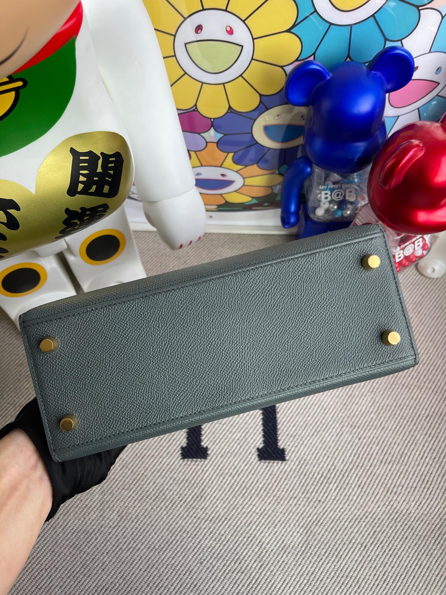 Hermès（爱马仕）Kelly 凯莉包 Epsom 原厂掌纹皮 cc63 杏绿色 金扣 25cm 顶级手缝