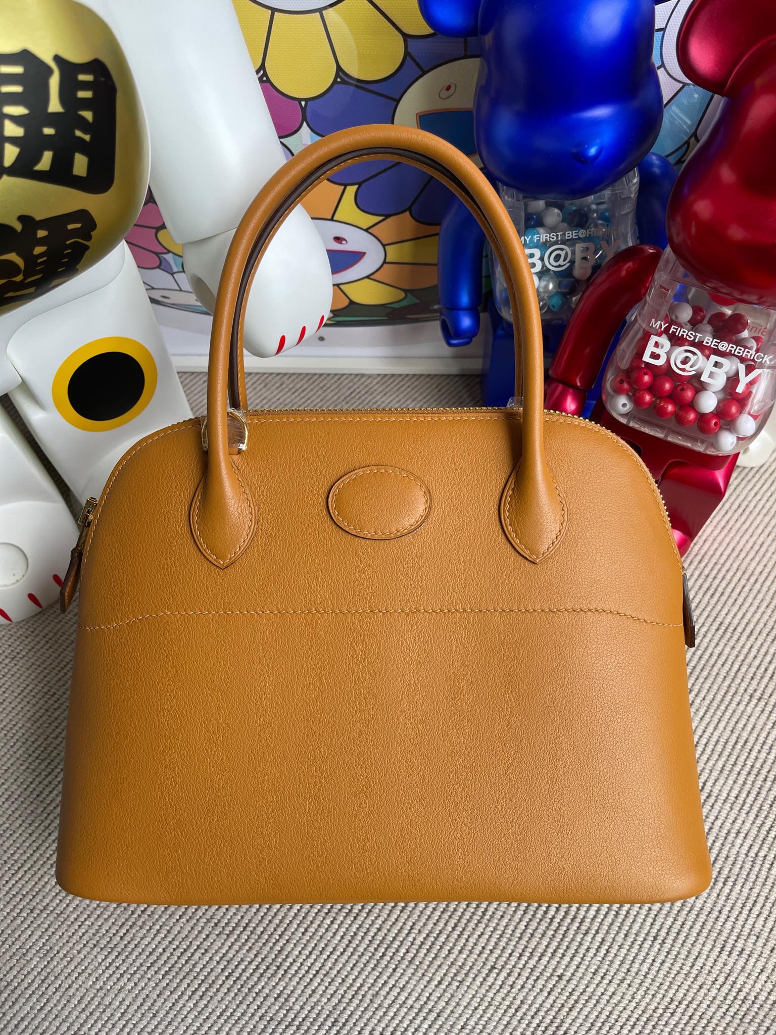 Hermès（爱马仕）Bolide 保龄球包 Swift 2S 芝麻色 Sesame 金扣 27cm 顶级手缝