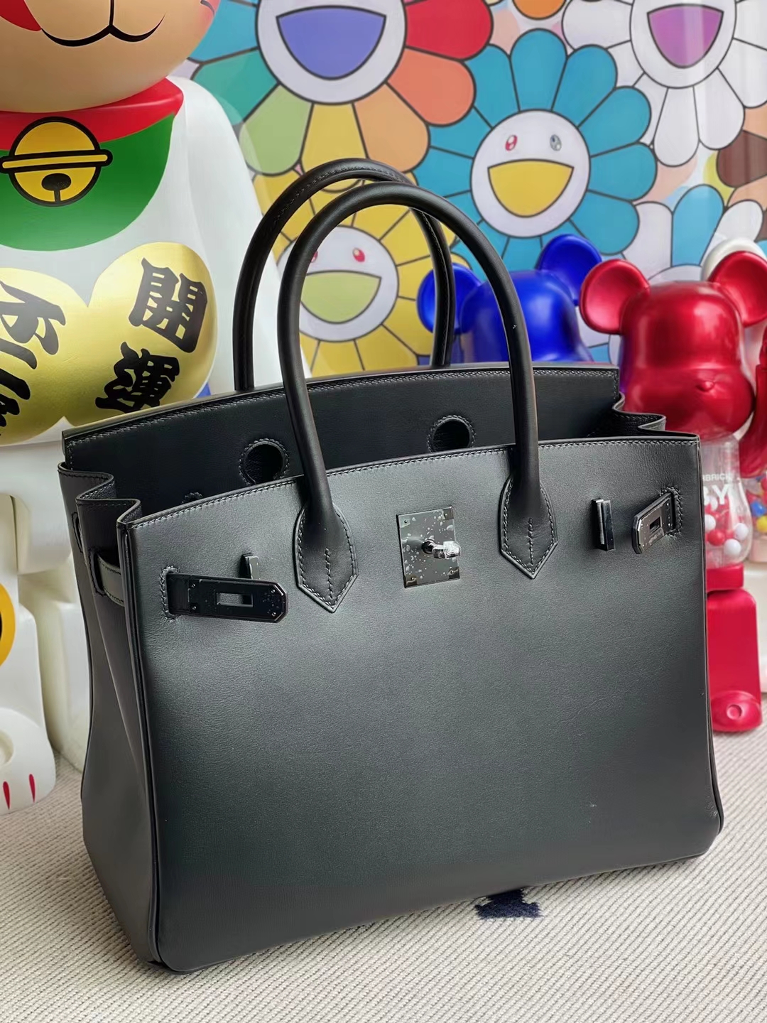 Hermès（爱马仕）Birkin 铂金包 Jonathan Ck89 黑色 银扣 30cm