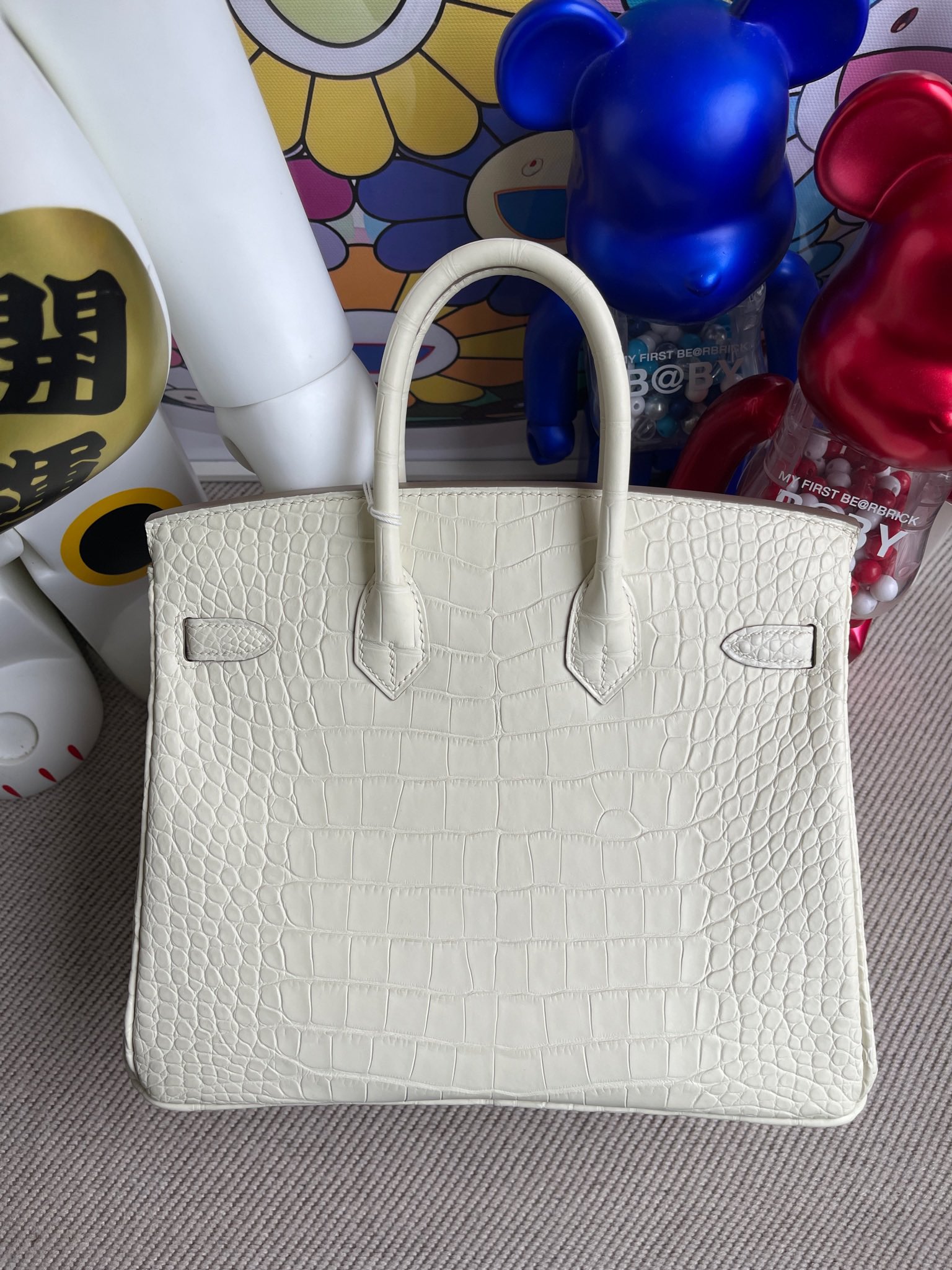 Hermès（爱马仕）Birkin 铂金包 Alligator matt 雾面鳄鱼 8L 奶油白 beton 金扣 25cm 顶级手缝