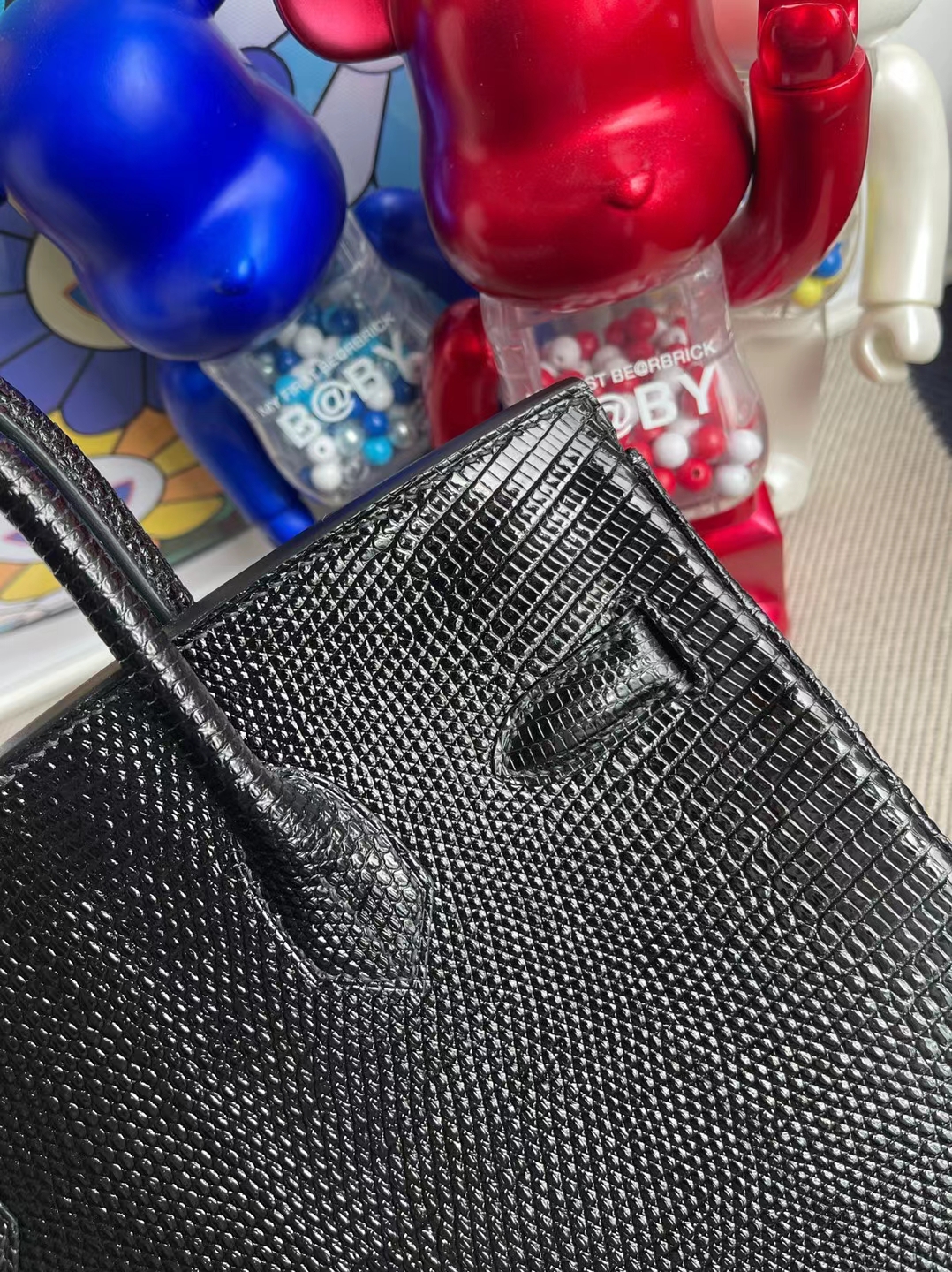 Hermès（爱马仕）Birkin 铂金包 Lizard 进口蜥蜴皮 Ck89 黑色 金扣 30cm