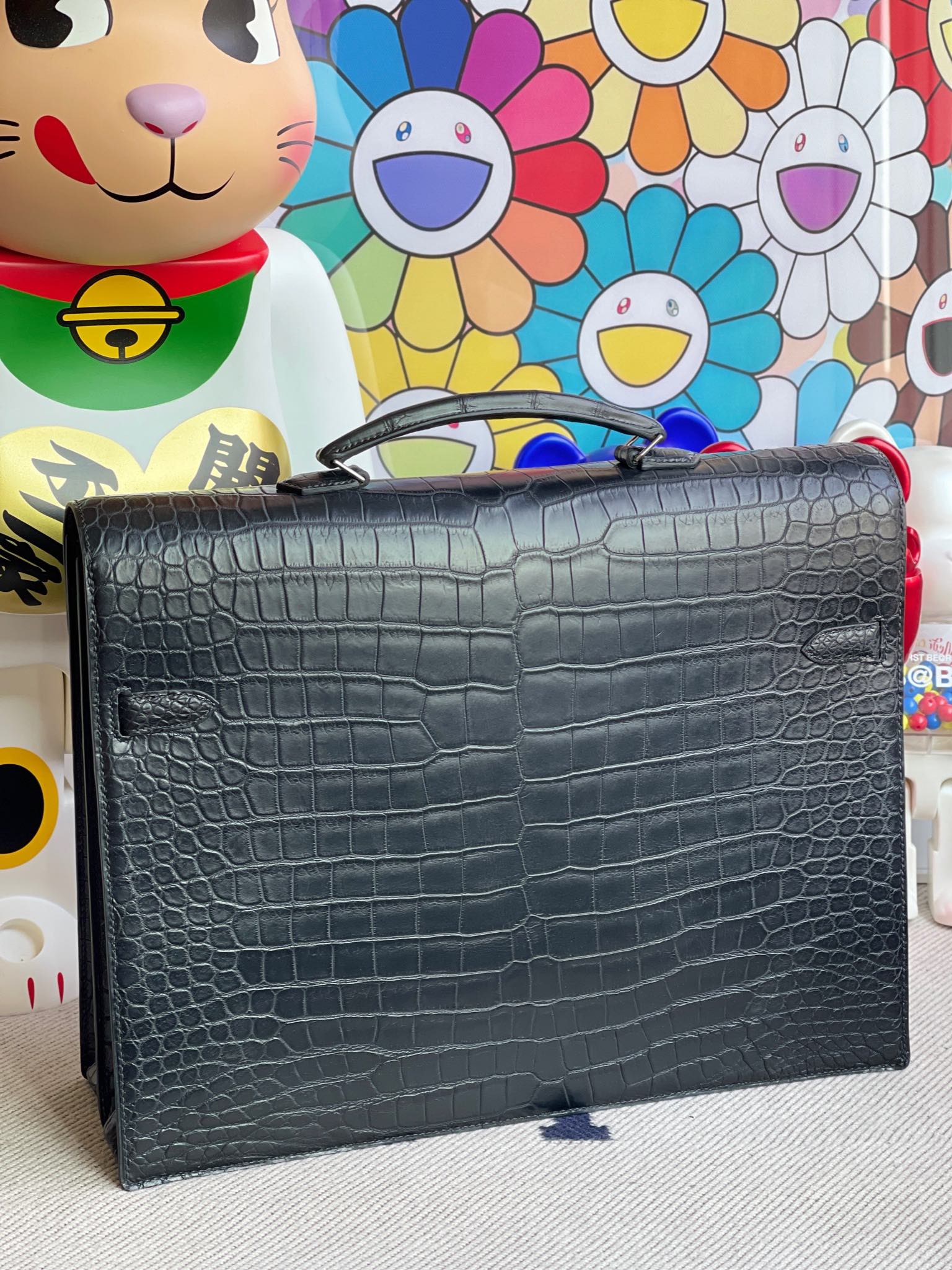 Hermès（爱马仕）Kelly depeche porosus matt 雾面鳄鱼 ck89 黑色 Noir 银扣 38cm 顶级手缝