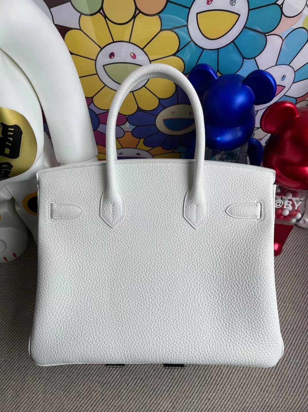 Hermès（爱马仕）Birkin 铂金包 Clemence 01 纯白 内拼 9R 柠檬黄 拉丝金扣 30cm