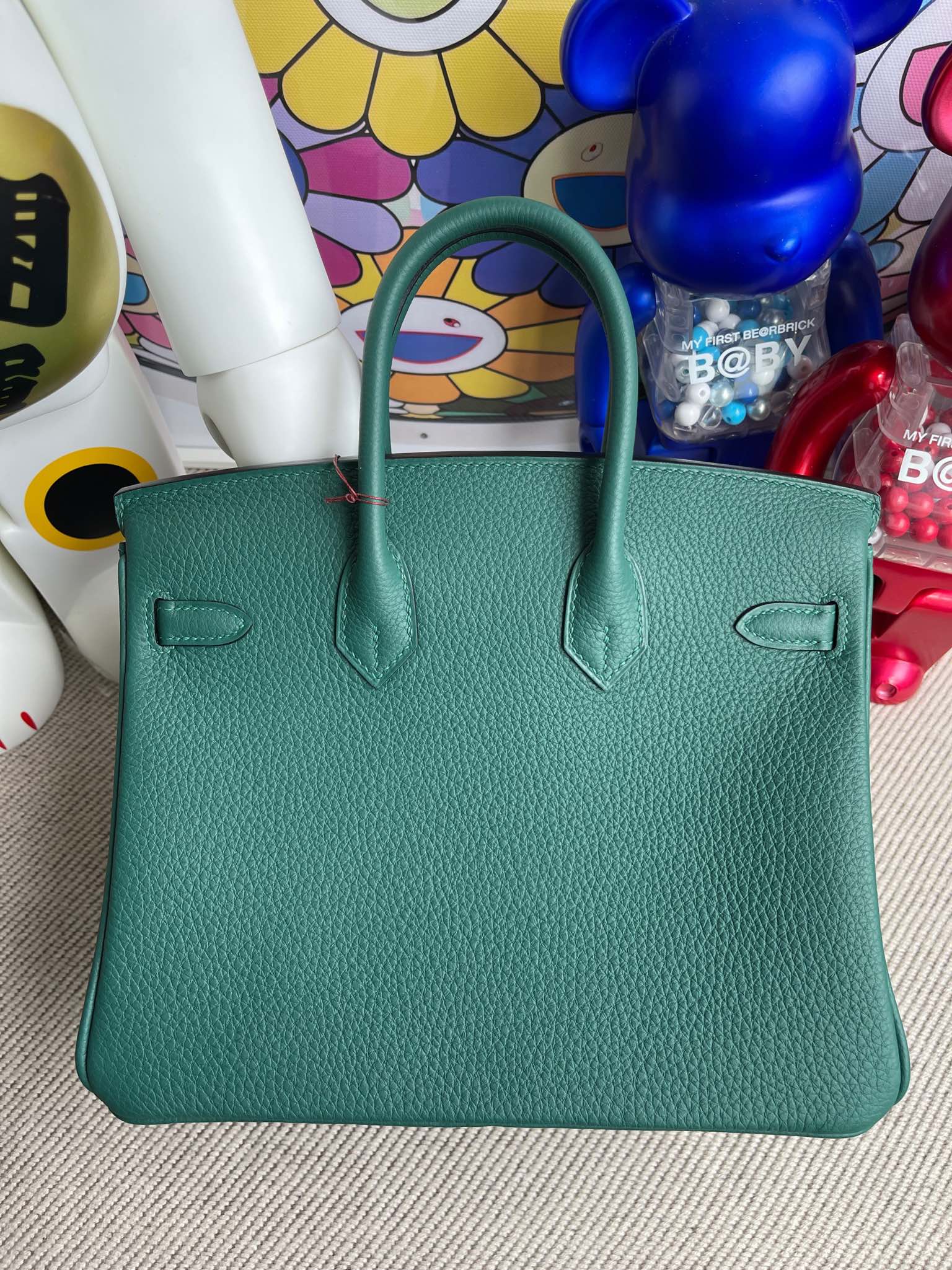 Hermès（爱马仕）Birkin 铂金包 togo 原厂小牛皮 z6 孔雀绿 银扣 25cm 顶级手缝