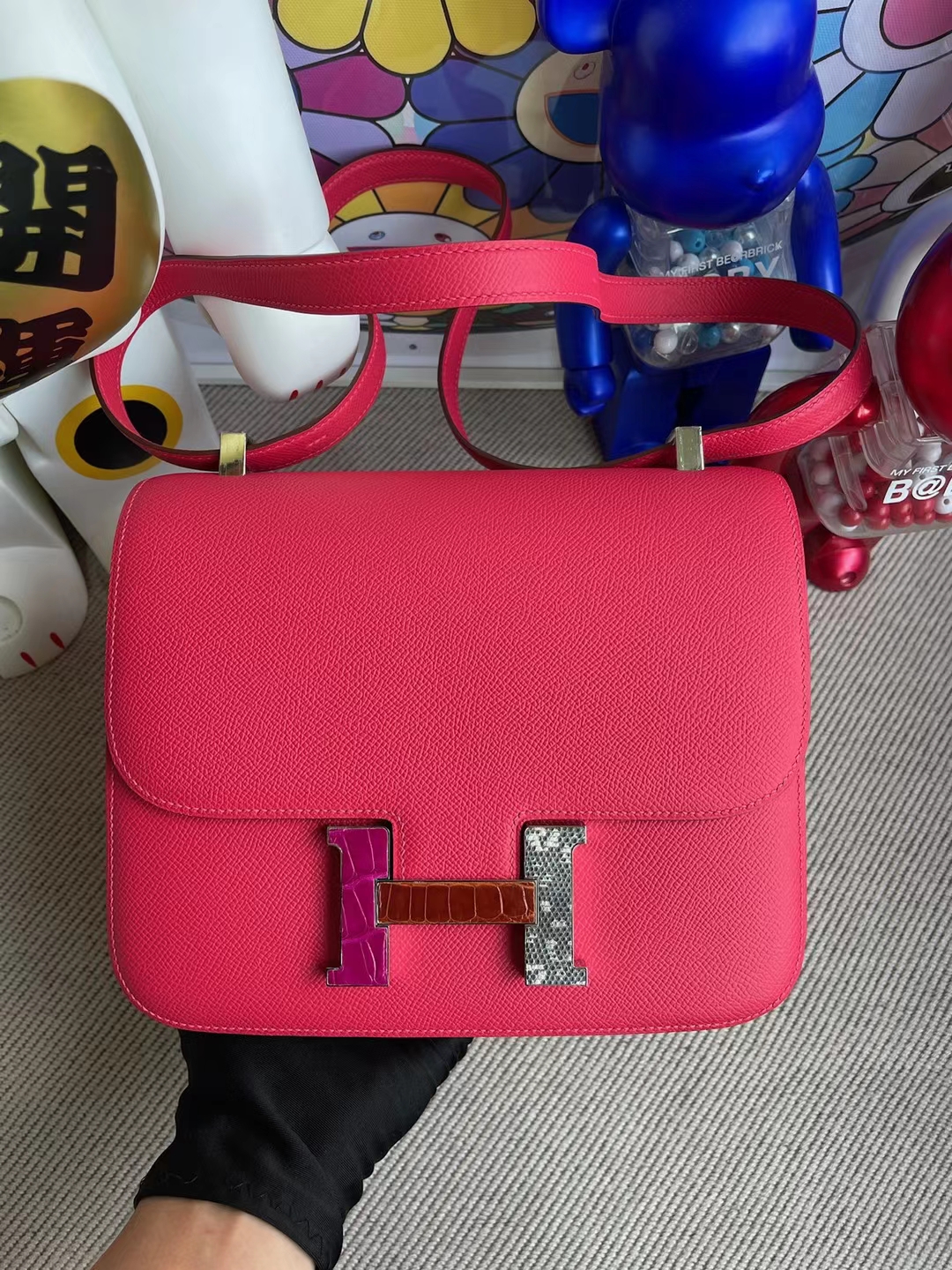 Hermès（爱马仕）Constance 康斯坦斯 Epsom i6 极致粉 多拼色 珐琅扣 24cm