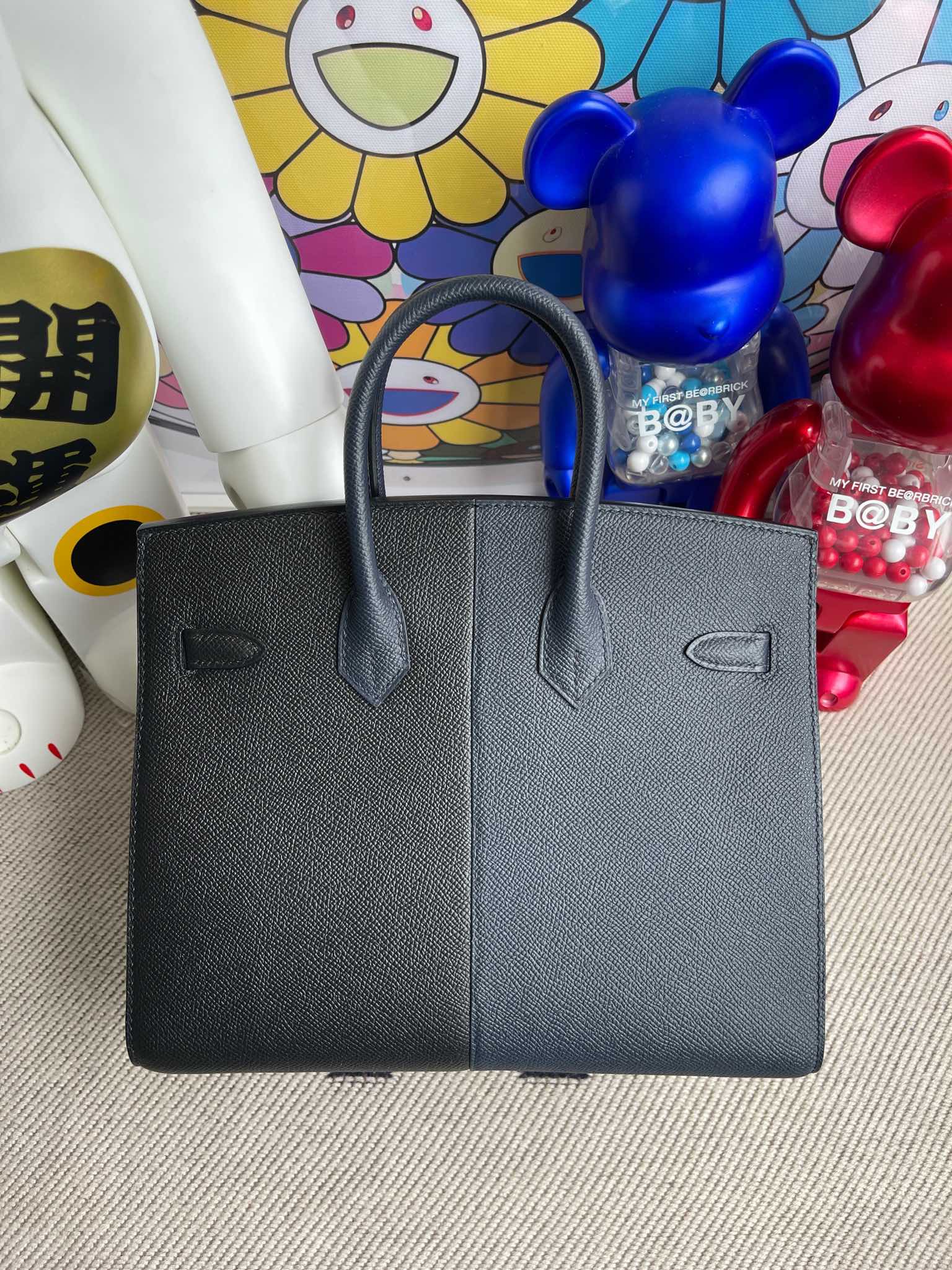 Hermès(爱马仕)Birkin 铂金包 Epsom 原厂掌纹皮 黑色 拼 午夜蓝 内拼 坦桑尼亚蓝 金扣 25cm 顶级手缝-拉尔森鳄鱼皮具定制 - 爱马仕包包官网 Hermès(爱马仕)Birkin 铂金包 Epsom 原厂掌纹皮 黑色 拼 午夜蓝 内拼 坦桑尼亚蓝 金扣 25cm 顶级手缝