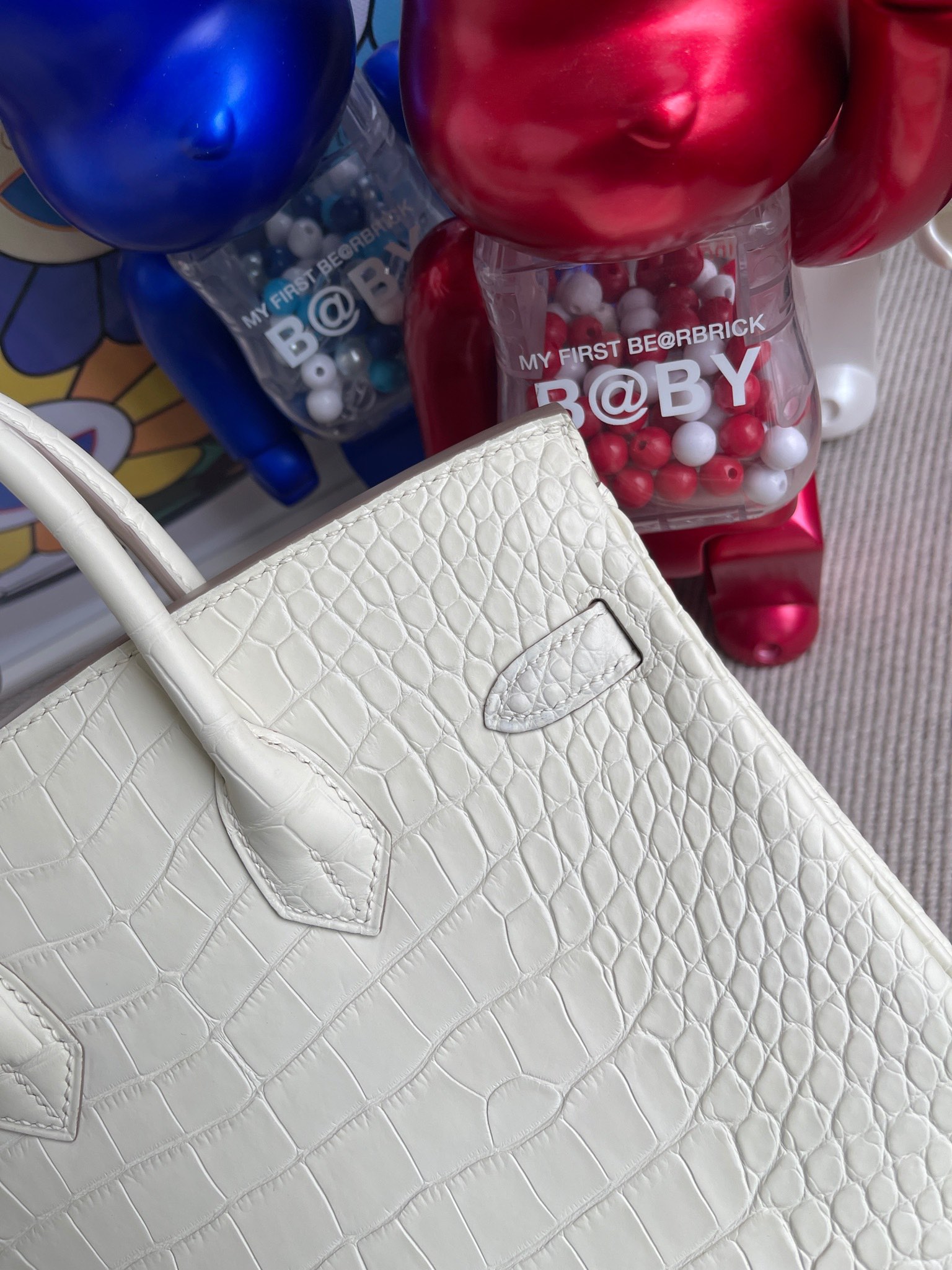 Hermès（爱马仕）Birkin 铂金包 Alligator matt 雾面鳄鱼 8L 奶油白 beton 金扣 25cm 顶级手缝