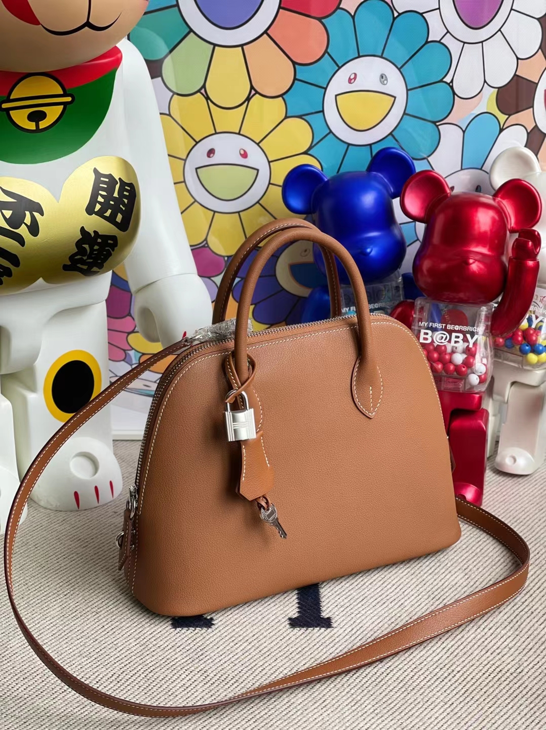 Hermès（爱马仕）Bolide 保龄球包 evercolor ck37 金棕色 银扣 25cm 顶级工艺 全手工缝制