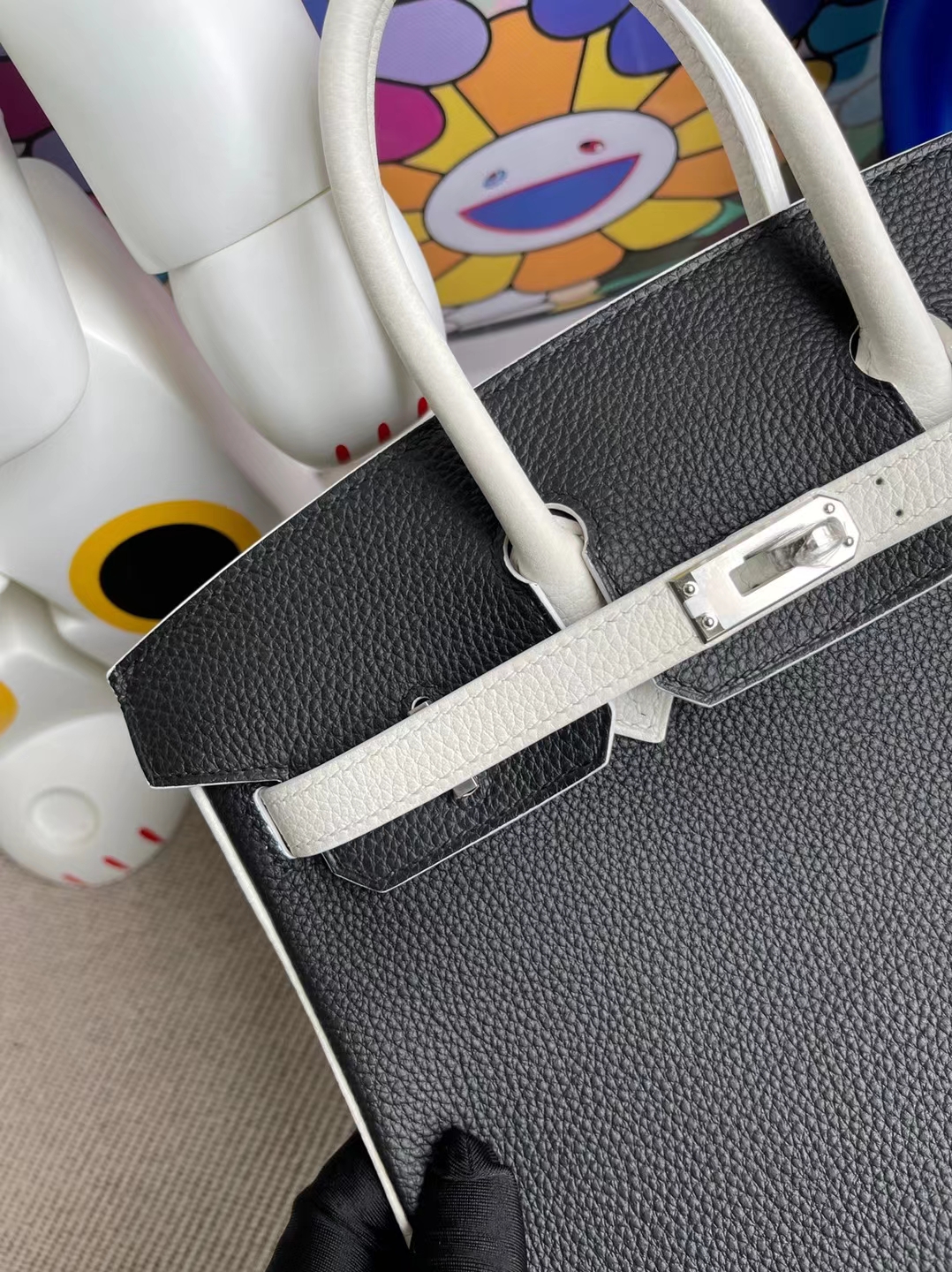 Hermès(爱马仕)Birkin 铂金包 Sellier Epsom Ck10 奶昔白 拼 Ck89 黑色 金扣 25cm-拉尔森鳄鱼皮具定制 - 爱马仕包包官网 Hermès(爱马仕)Birkin 铂金包 Sellier Epsom Ck10 奶昔白 拼 Ck89 黑色 金扣 25cm