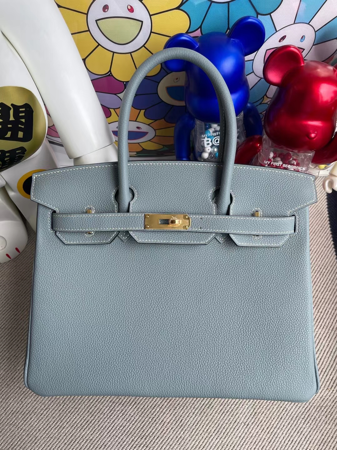 Hermès（爱马仕）Birkin 铂金包 Togo 7G 天青色 金扣 30cm 订制