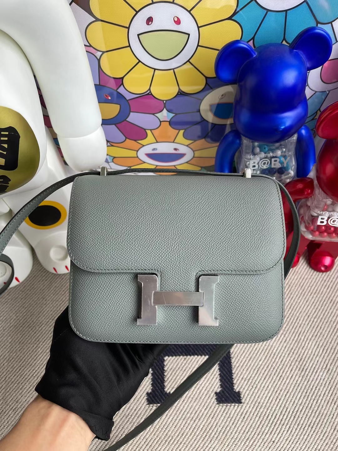 Hermès（爱马仕）Constance 空姐包 Epsom Cc63 杏绿色 银扣 19cm