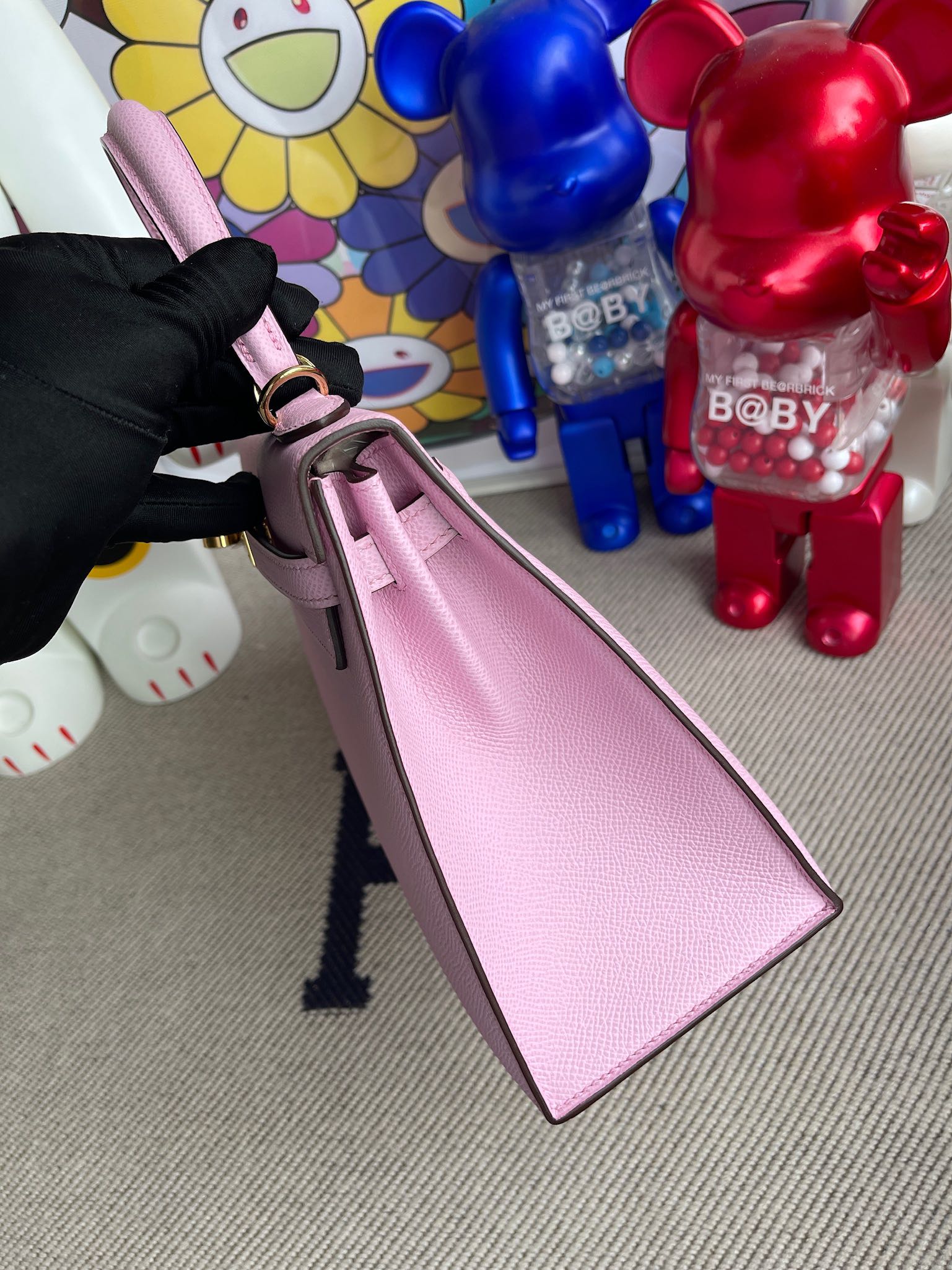 Hermès（爱马仕）Kelly 凯莉包 Epsom 原厂掌纹皮 x9 锦葵紫 金扣 25cm 顶级手缝
