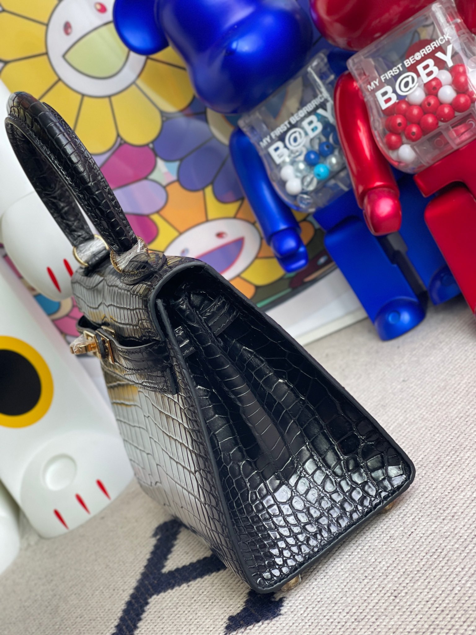 Hermès（爱马仕）Kelly 20 大耳朵 Porosus matt 雾面澳洲湾鳄 ck89 黑色 Noir 金扣 顶级手缝