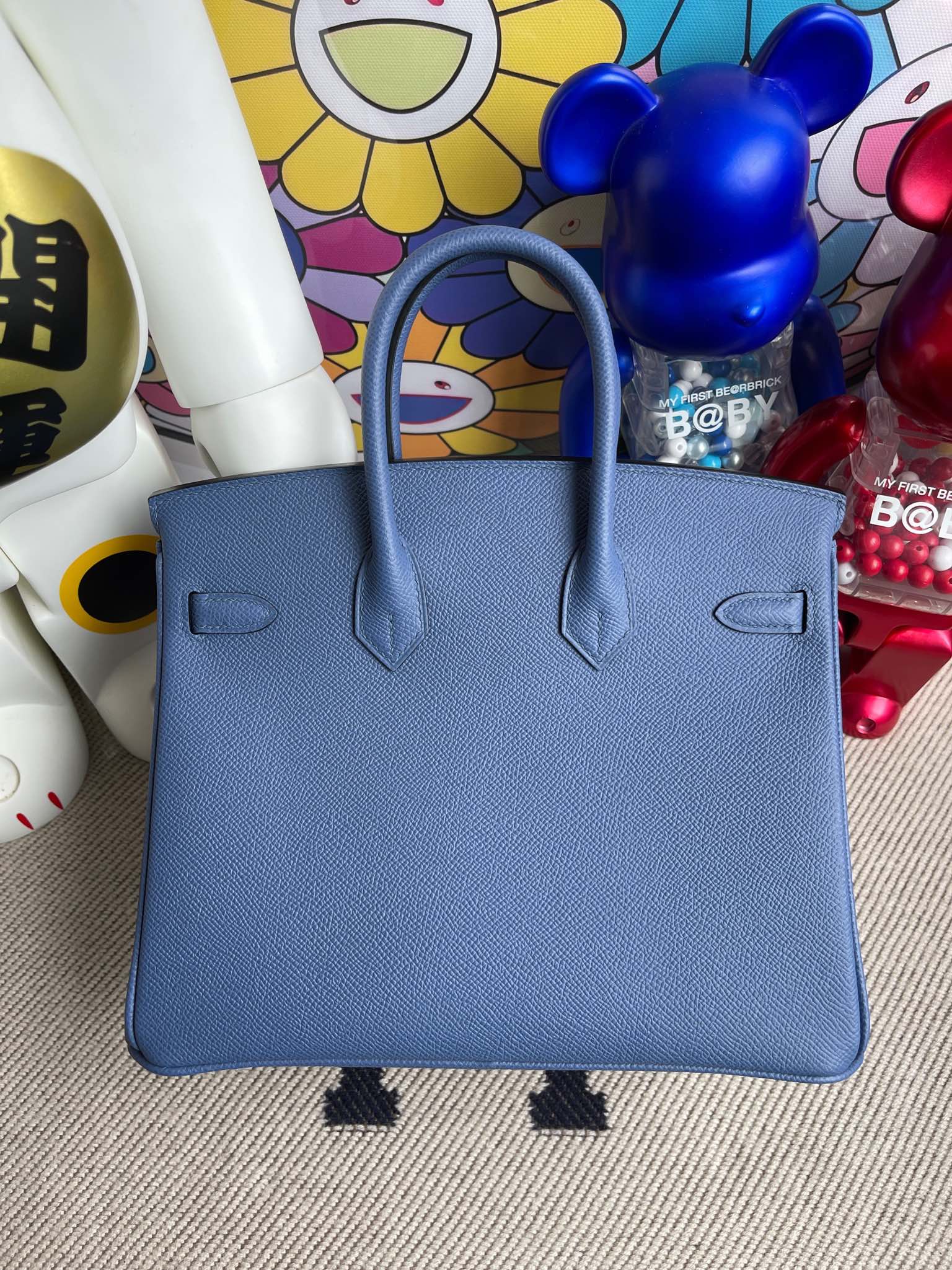 Hermès(爱马仕)Birkin 铂金包 Epsom 原厂掌纹皮 7E 明蓝色 银扣 25cm 顶级手缝-拉尔森鳄鱼皮具定制 - 爱马仕包包官网 Hermès(爱马仕)Birkin 铂金包 Epsom 原厂掌纹皮 7E 明蓝色 银扣 25cm 顶级手缝