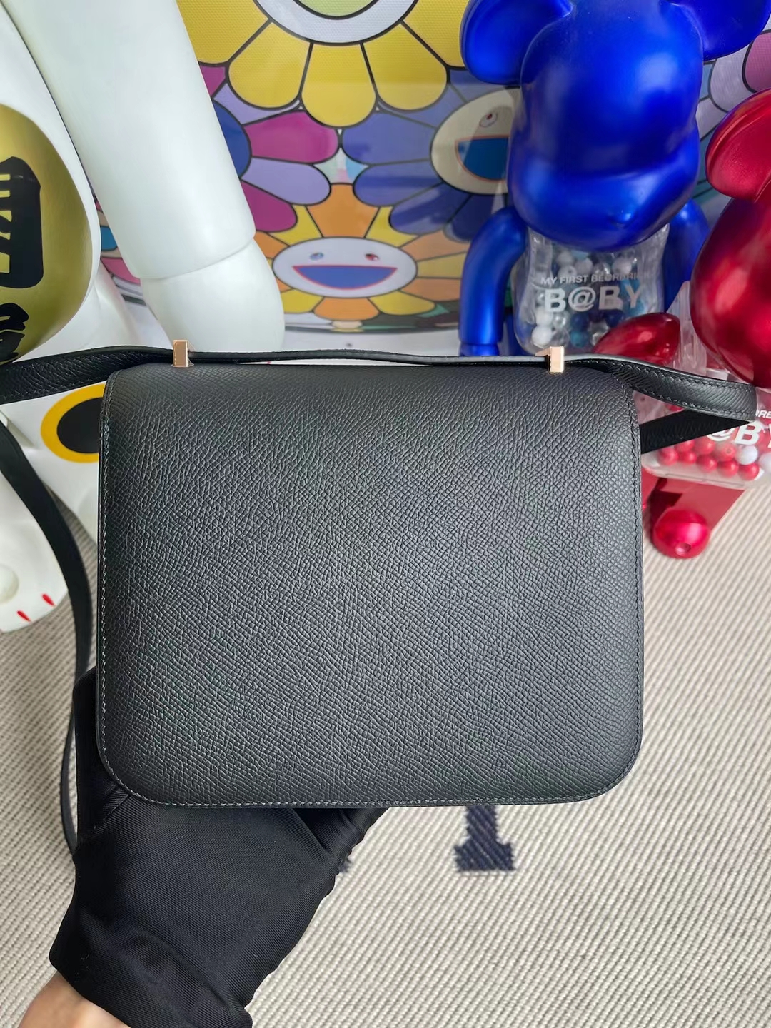 Hermès（爱马仕） Constance 康斯坦斯 Epsom ck89 黑色 玫瑰金扣 19cm
