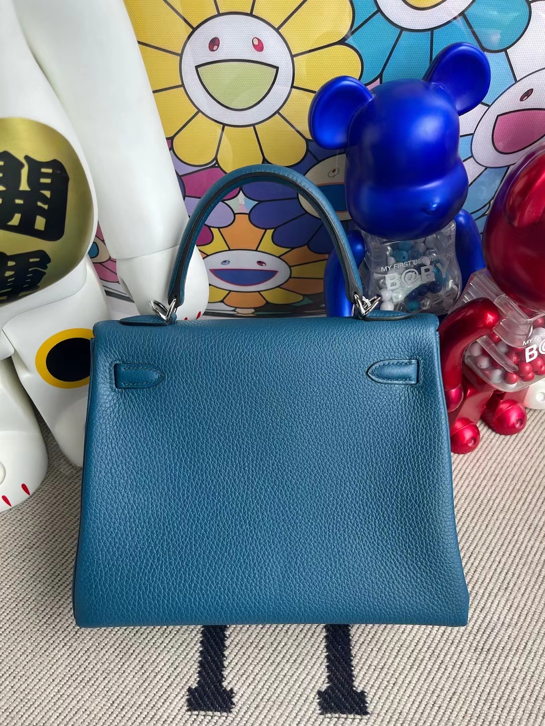 Hermès（爱马仕）Kelly 凯莉包 togo 加利西亚蓝 银扣 25cm