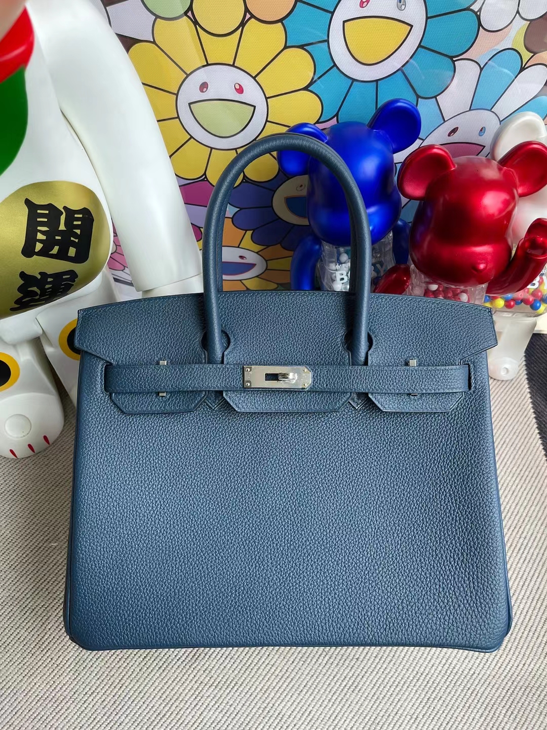 Hermès（爱马仕）Birkin 铂金包 Togo S4 深邃蓝 银扣 30cm