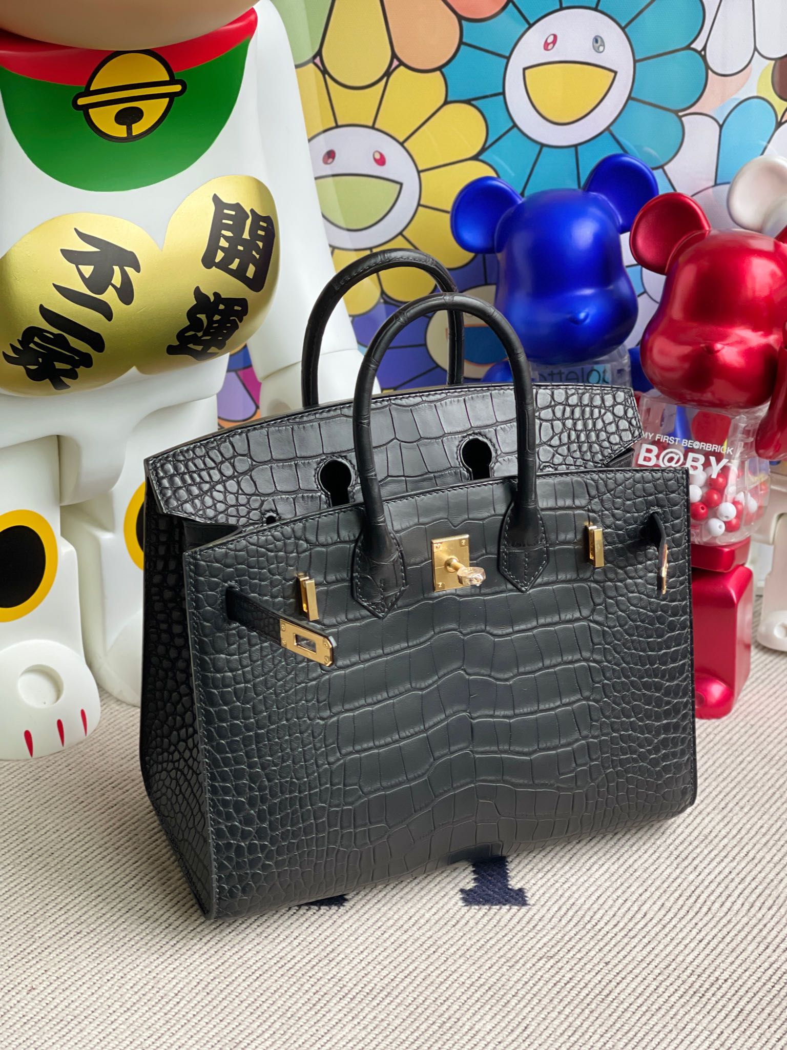 Hermès（爱马仕）Birkin 铂金包 Alligator matt 雾面鳄 ck89 黑色 noir 外缝 25cm 顶级手缝