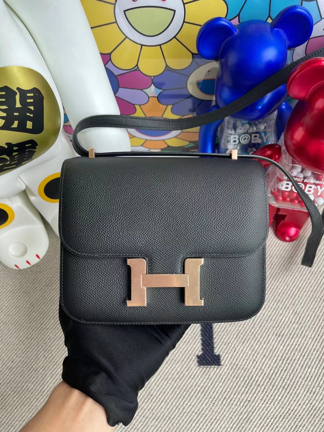 Hermès(爱马仕) Constance 康斯坦斯 Epsom ck89 黑色 玫瑰金扣 19cm-拉尔森鳄鱼皮具定制 - 爱马仕包包官网 Hermès(爱马仕) Constance 康斯坦斯 Epsom ck89 黑色 玫瑰金扣 19cm