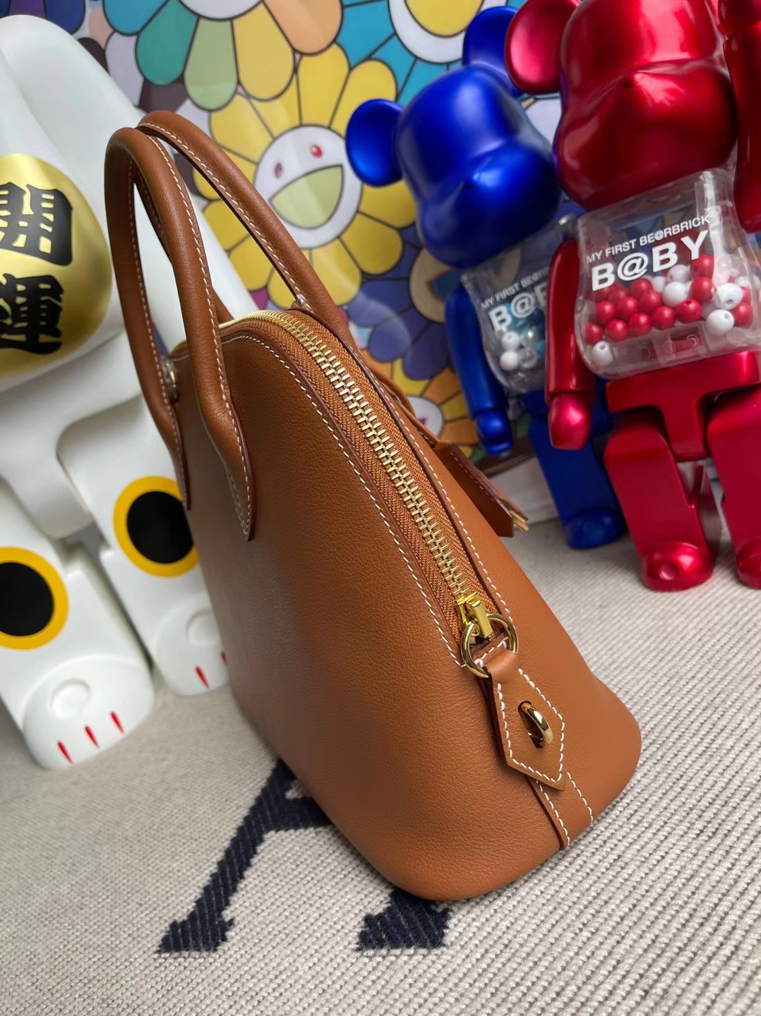 Hermès（爱马仕）Bolide 保龄球包 evercolor ck37 金棕色 金扣 25cm 顶级工艺 全手工缝制