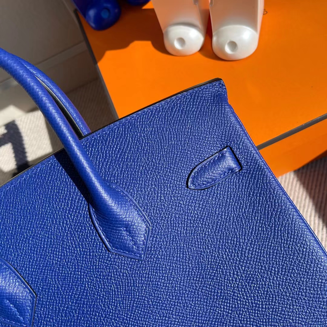 Hermès（爱马仕）Birkin 铂金包 Epsom 7T 电光蓝 金扣 25cm
