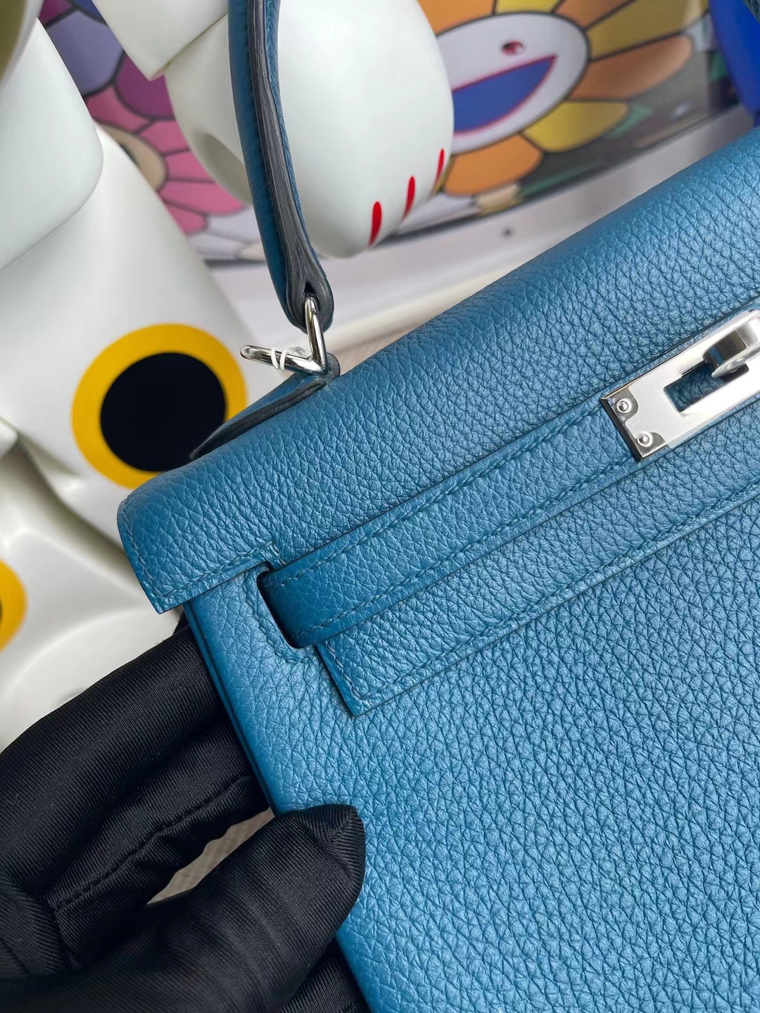 Hermès（爱马仕）Kelly 凯莉包 togo 加利西亚蓝 银扣 25cm