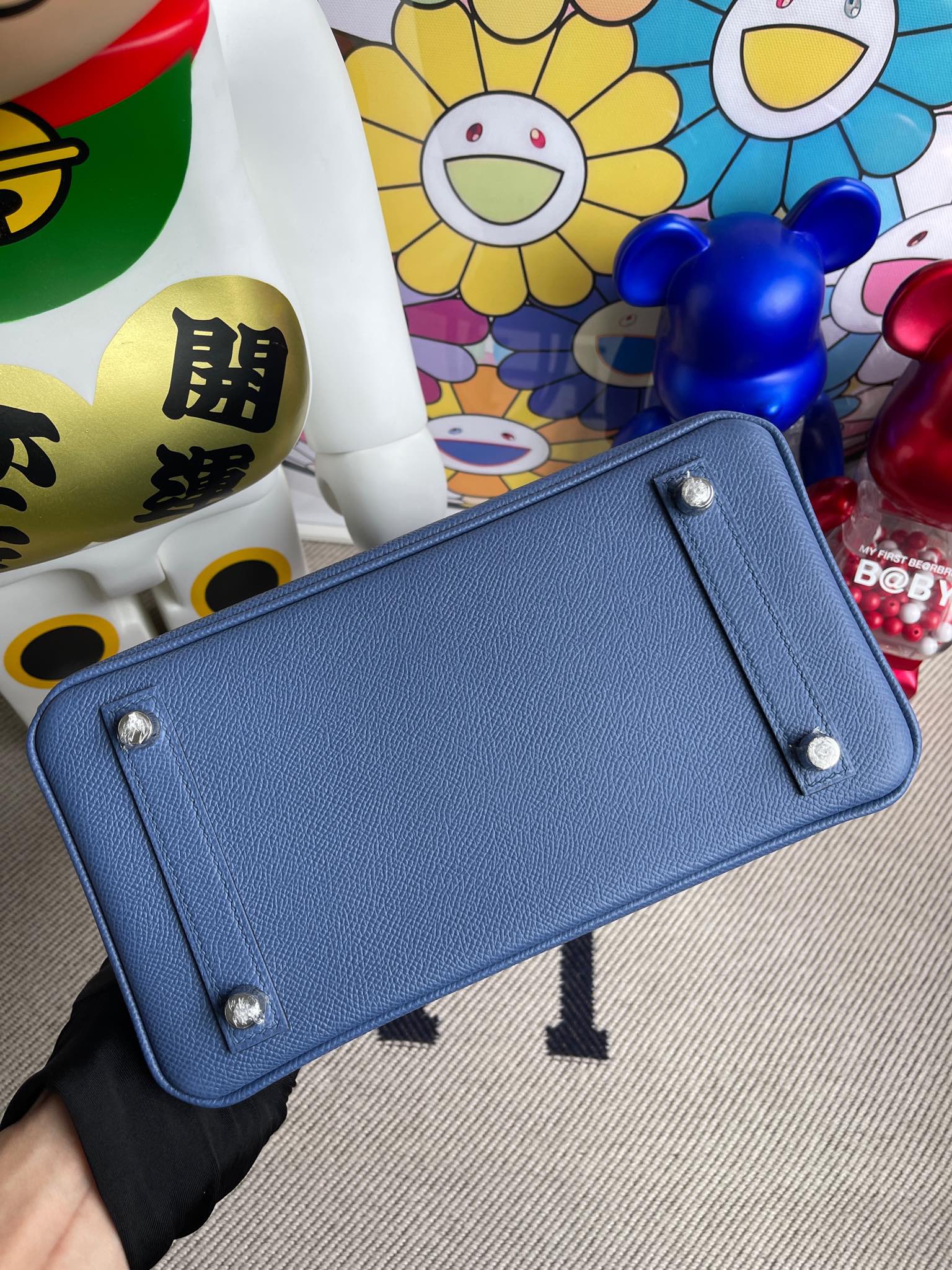 Hermès(爱马仕)Birkin 铂金包 Epsom 原厂掌纹皮 7E 明蓝色 银扣 25cm 顶级手缝-拉尔森鳄鱼皮具定制 - 爱马仕包包官网 Hermès(爱马仕)Birkin 铂金包 Epsom 原厂掌纹皮 7E 明蓝色 银扣 25cm 顶级手缝