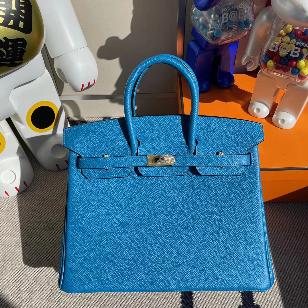 Hermès（爱马仕）Birkin 铂金包 Epsom B3 坦桑尼亚蓝 金扣 25cm