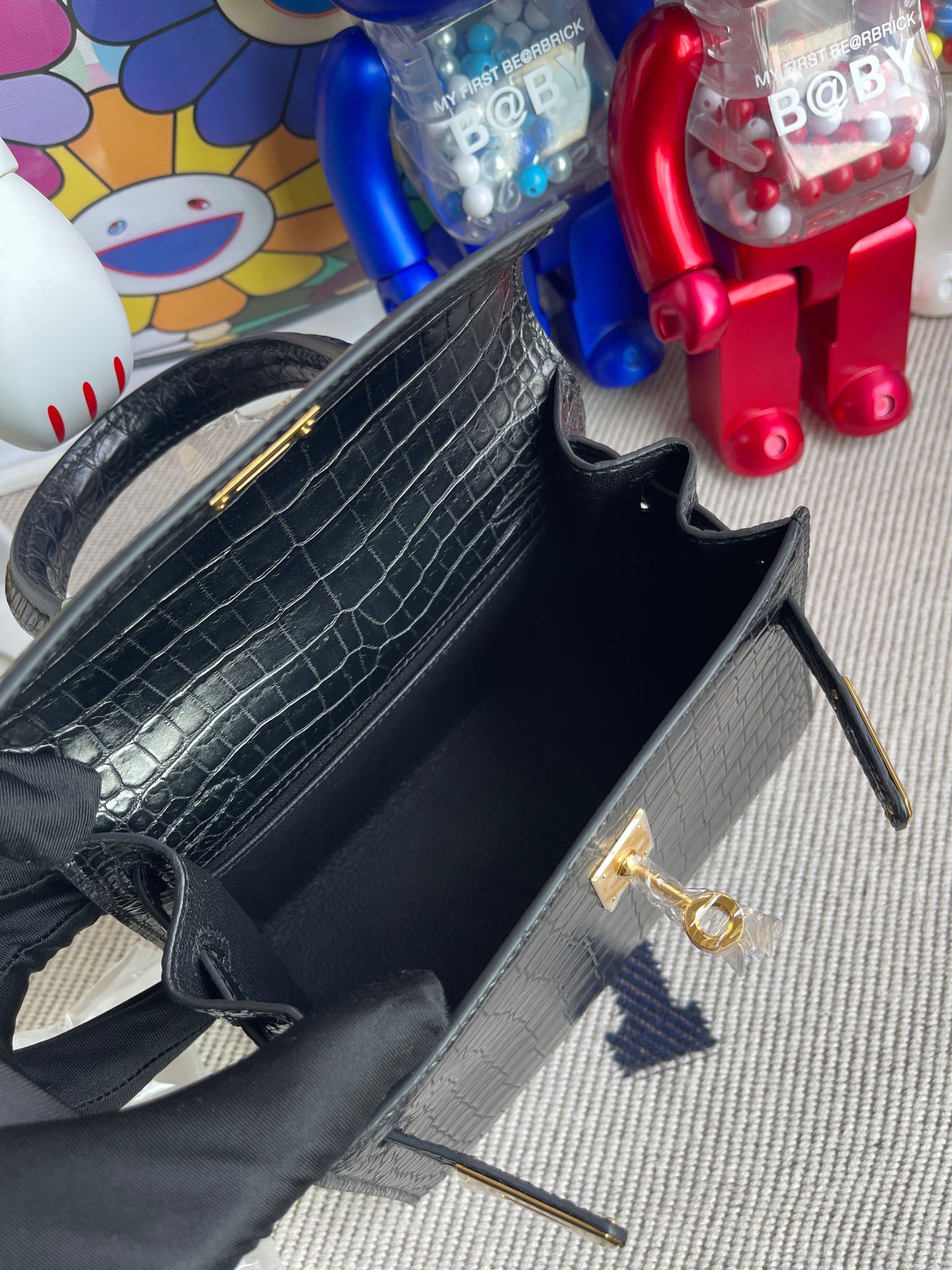 Hermès（爱马仕）Kelly 20 大耳朵 Porosus matt 雾面澳洲湾鳄 ck89 黑色 Noir 金扣 顶级手缝