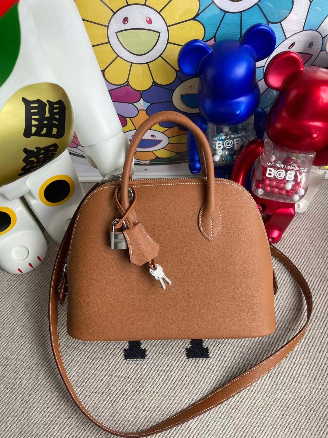 Hermès（爱马仕）Bolide 保龄球包 evercolor ck37 金棕色 银扣 25cm 顶级工艺 全手工缝制