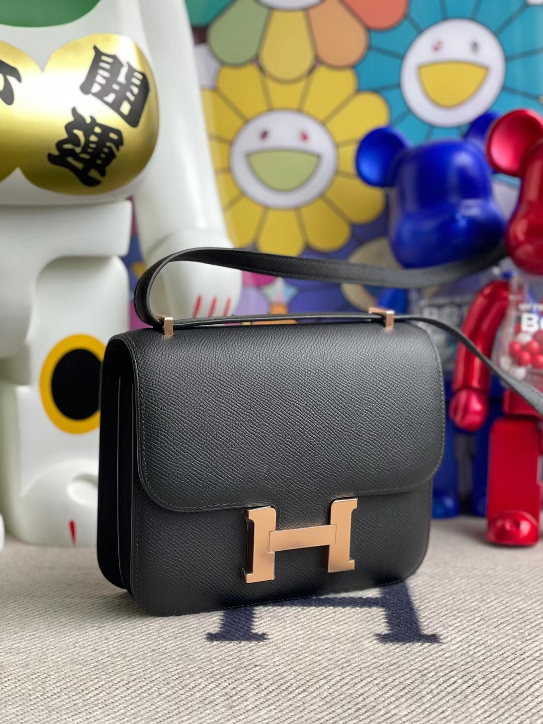 Hermès（爱马仕） Constance 康斯坦斯 Epsom ck89 黑色 玫瑰金扣 19cm