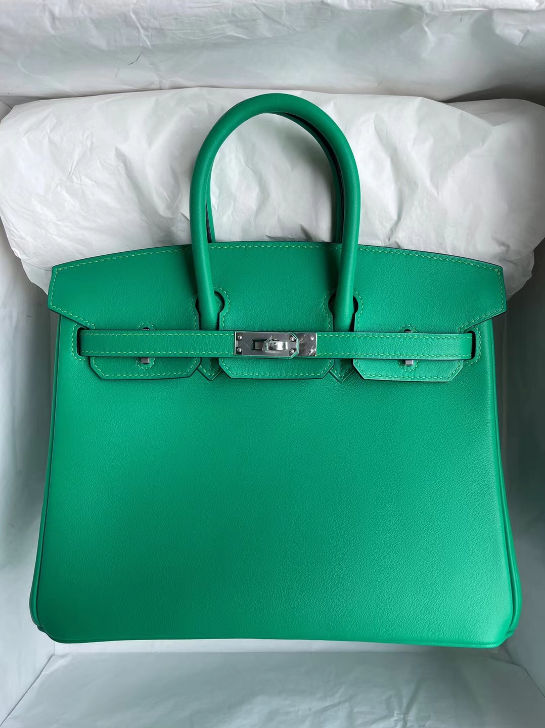 Hermès（爱马仕）Birkin 铂金包 Swift 7W 薄荷绿 银扣 25cm