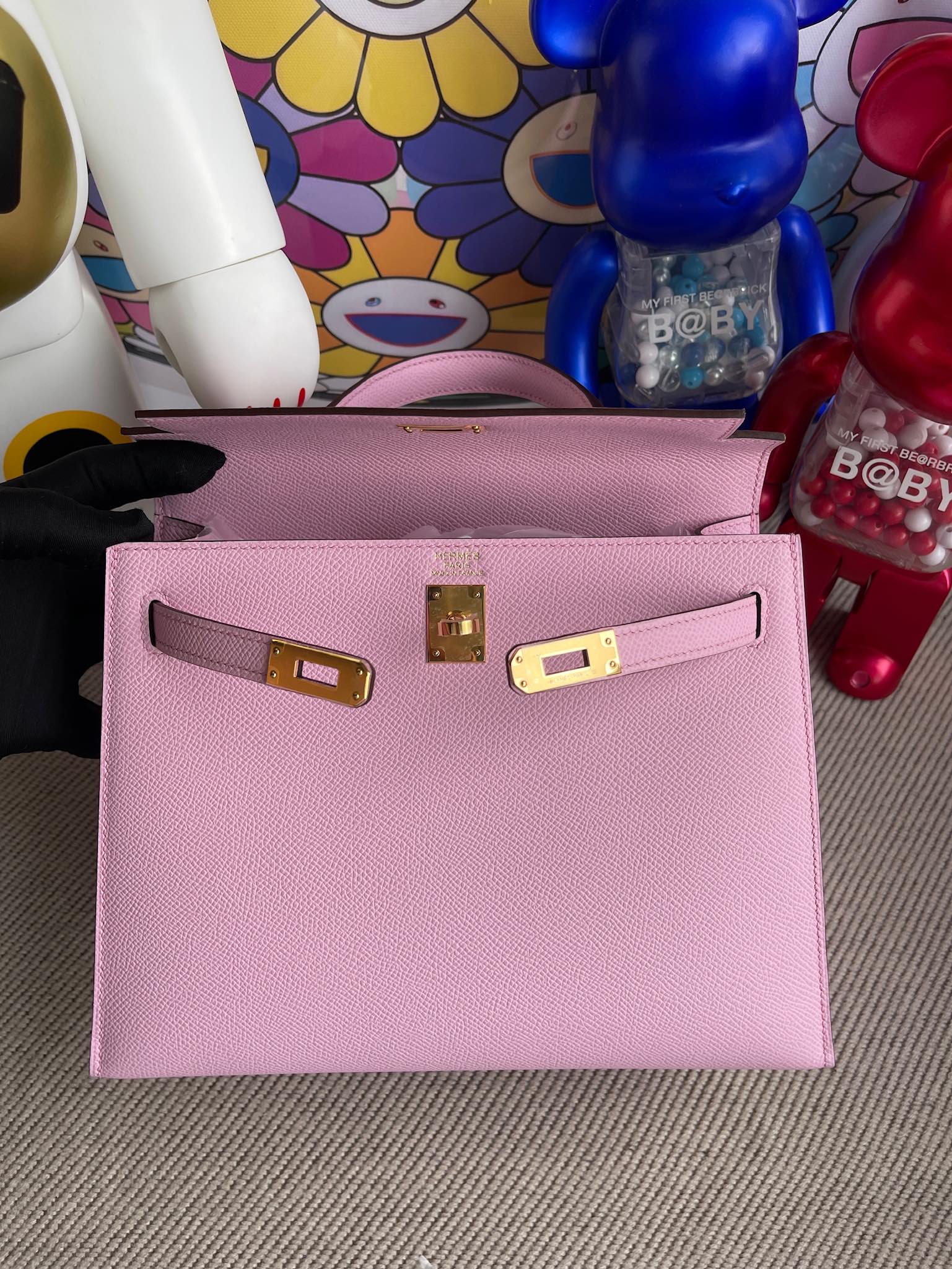 Hermès(爱马仕)Kelly 凯莉包 Epsom 原厂掌纹皮 x9 锦葵紫 金扣 25cm 顶级手缝-拉尔森鳄鱼皮具定制 - 爱马仕包包官网 Hermès(爱马仕)Kelly 凯莉包 Epsom 原厂掌纹皮 x9 锦葵紫 金扣 25cm 顶级手缝