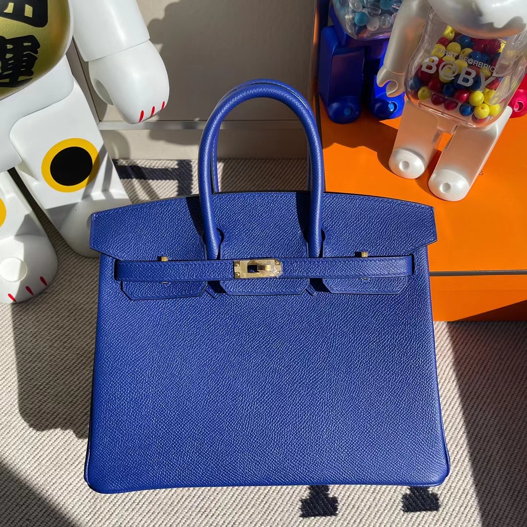 Hermès（爱马仕）Birkin 铂金包 Epsom 7T 电光蓝 金扣 25cm