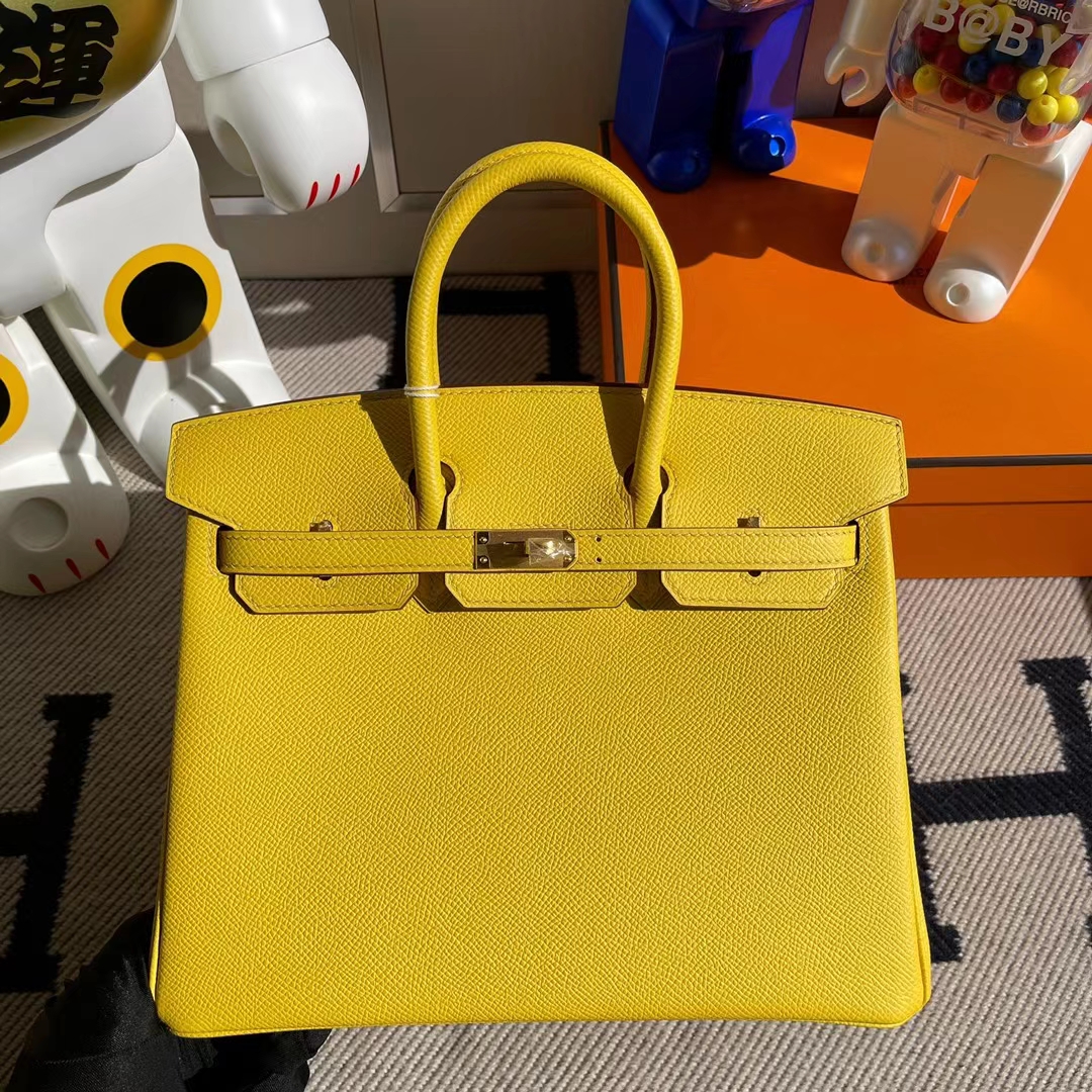 Hermès（爱马仕）Birkin 铂金包 Epsom 9O 那不勒斯黄 金扣 25cm