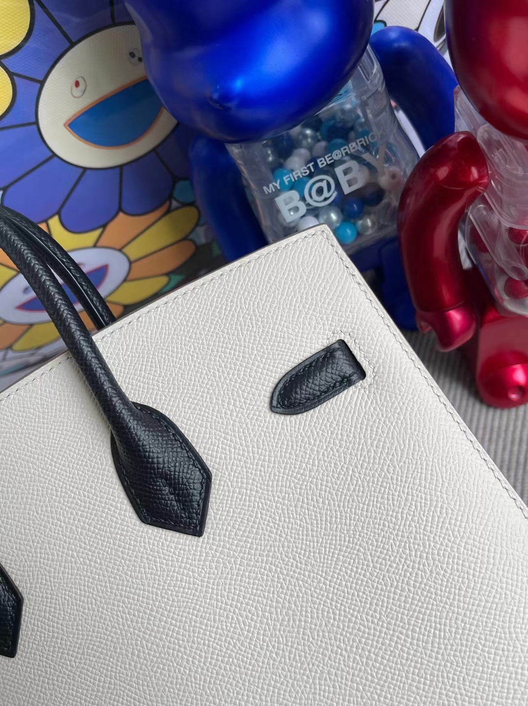 Hermès（爱马仕）Birkin 铂金包 Togo ck89 黑色 拼 01 纯白 银扣 马蹄印 25cm