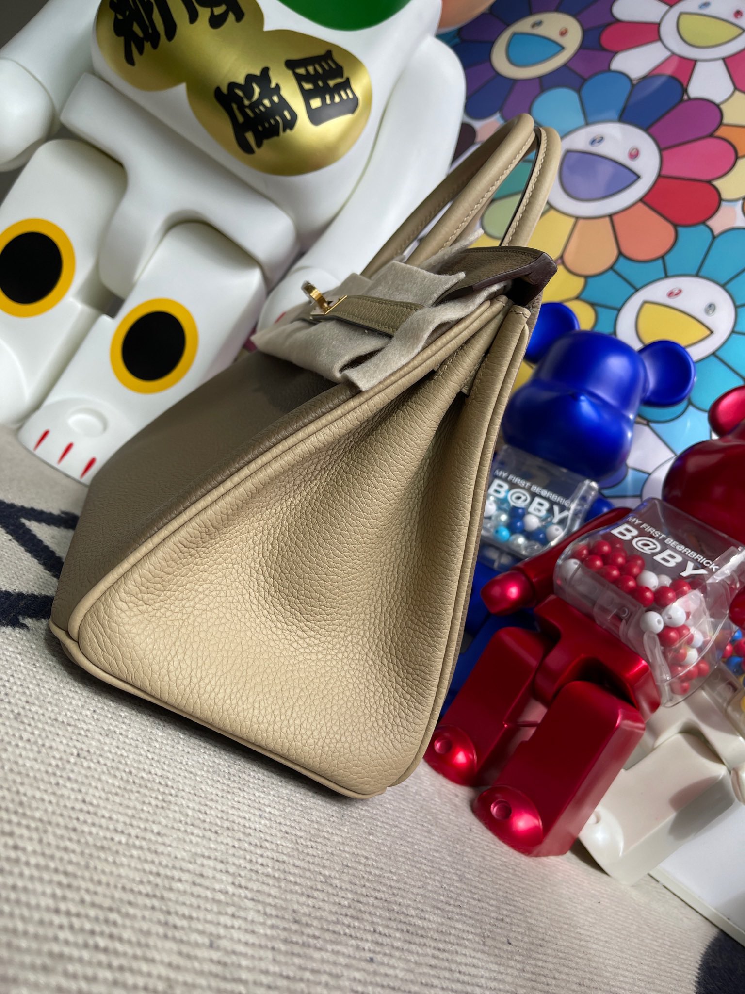 Hermès（爱马仕）Birkin 铂金包 togo 原厂小牛皮 大象灰 拼 风衣灰 金扣 马蹄印 25cm 顶级手缝