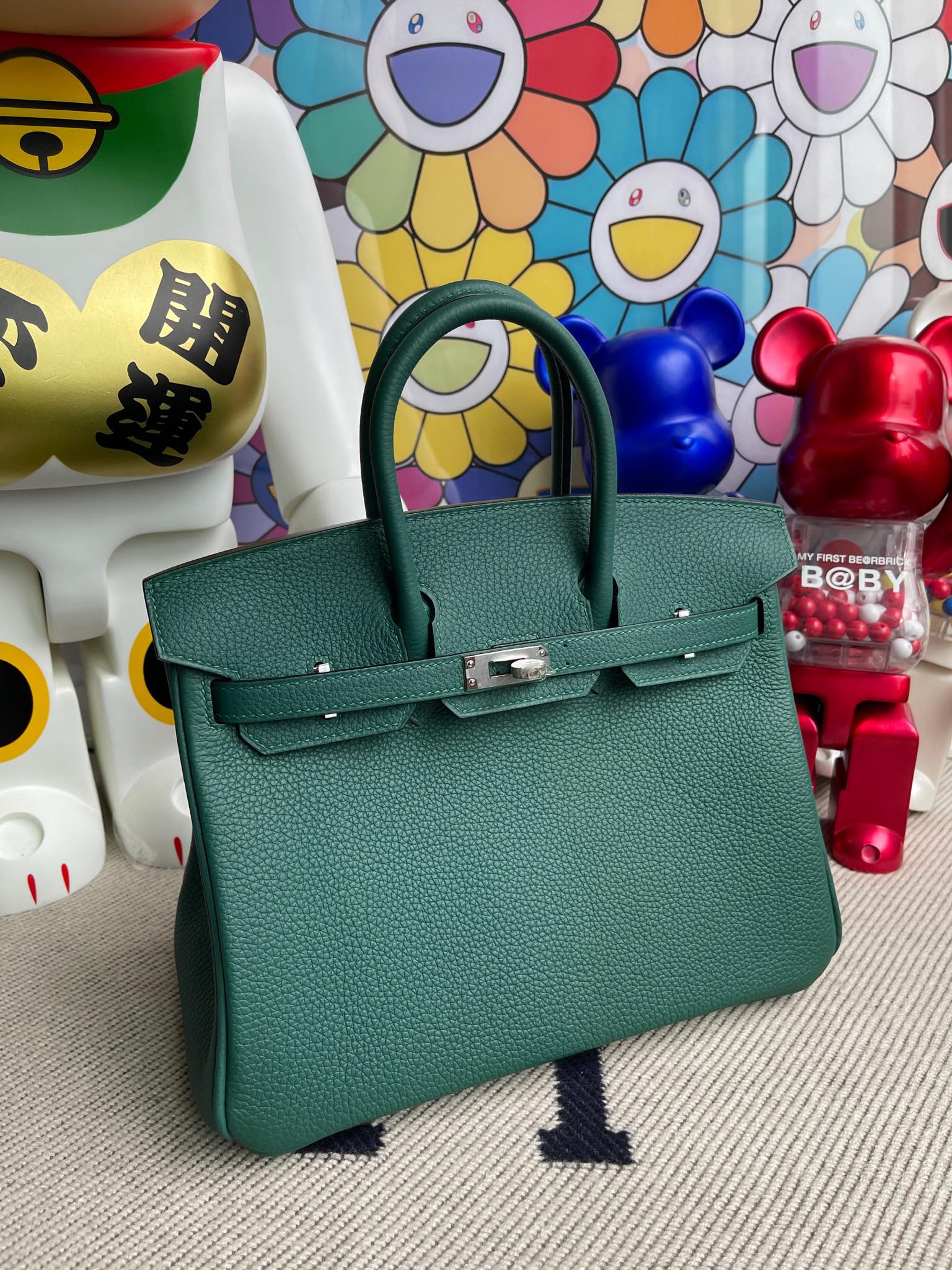 Hermès(爱马仕)Birkin 铂金包 togo 原厂小牛皮 z6 孔雀绿 银扣 25cm 顶级手缝-拉尔森鳄鱼皮具定制 - 爱马仕包包官网 Hermès(爱马仕)Birkin 铂金包 togo 原厂小牛皮 z6 孔雀绿 银扣 25cm 顶级手缝