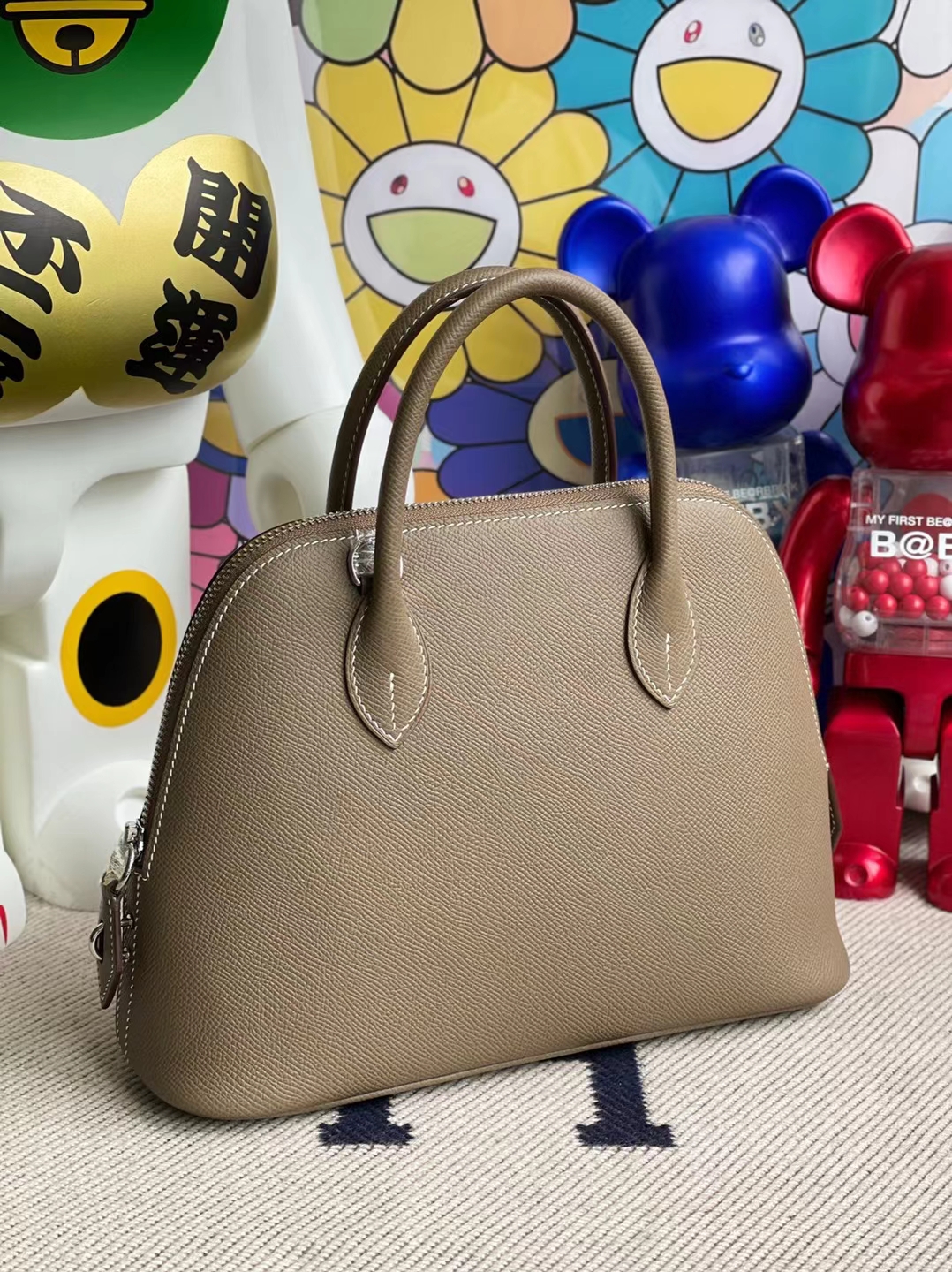 Hermès（爱马仕）Bolide 保龄球包 evercolor Ck18 大象灰 银扣 25cm 顶级工艺 全手工缝制