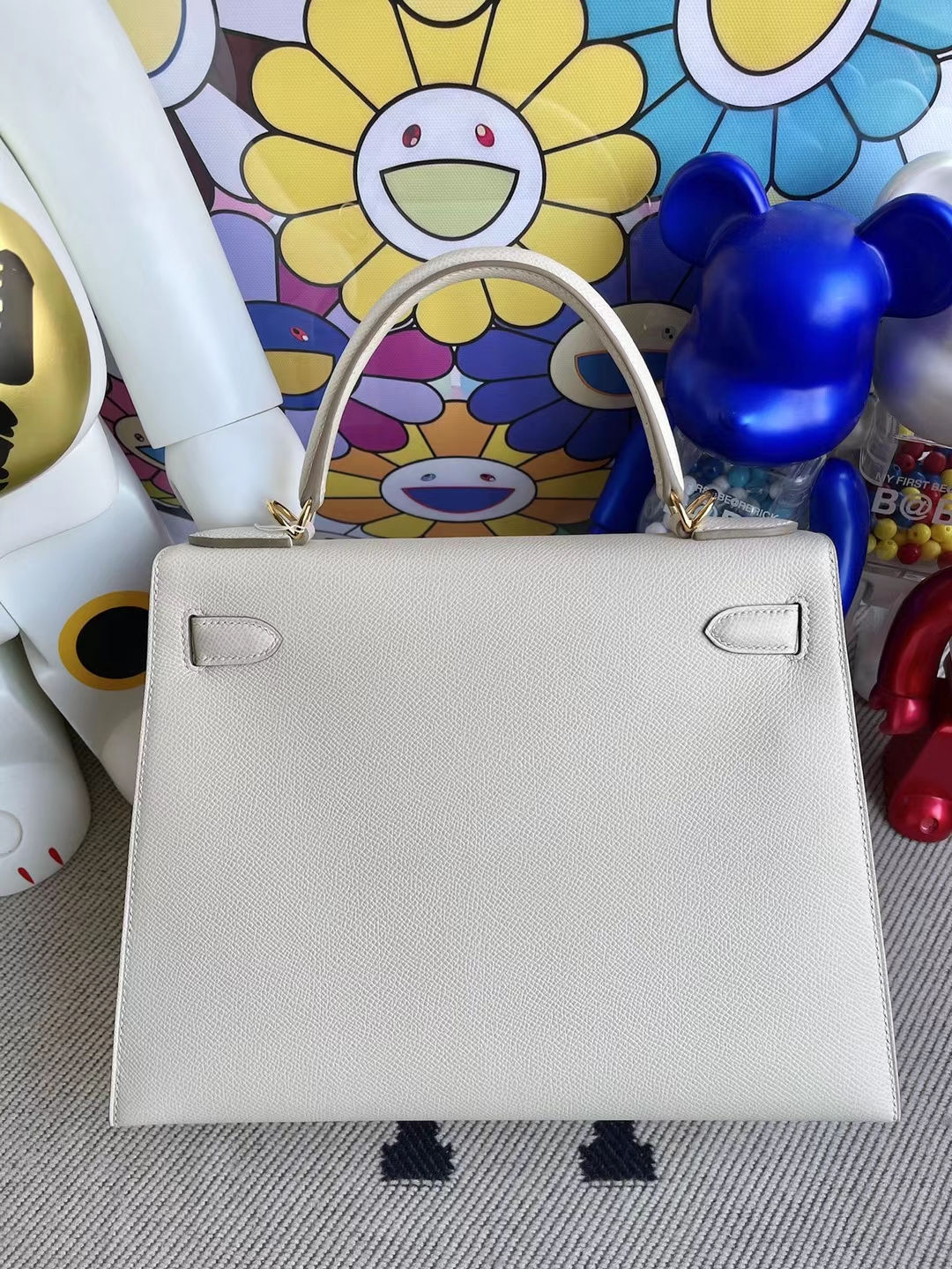 Hermès（爱马仕）Kelly 凯莉包 Epsom Ck10 奶昔白 金扣 28cm 顶级工艺 全手工缝制