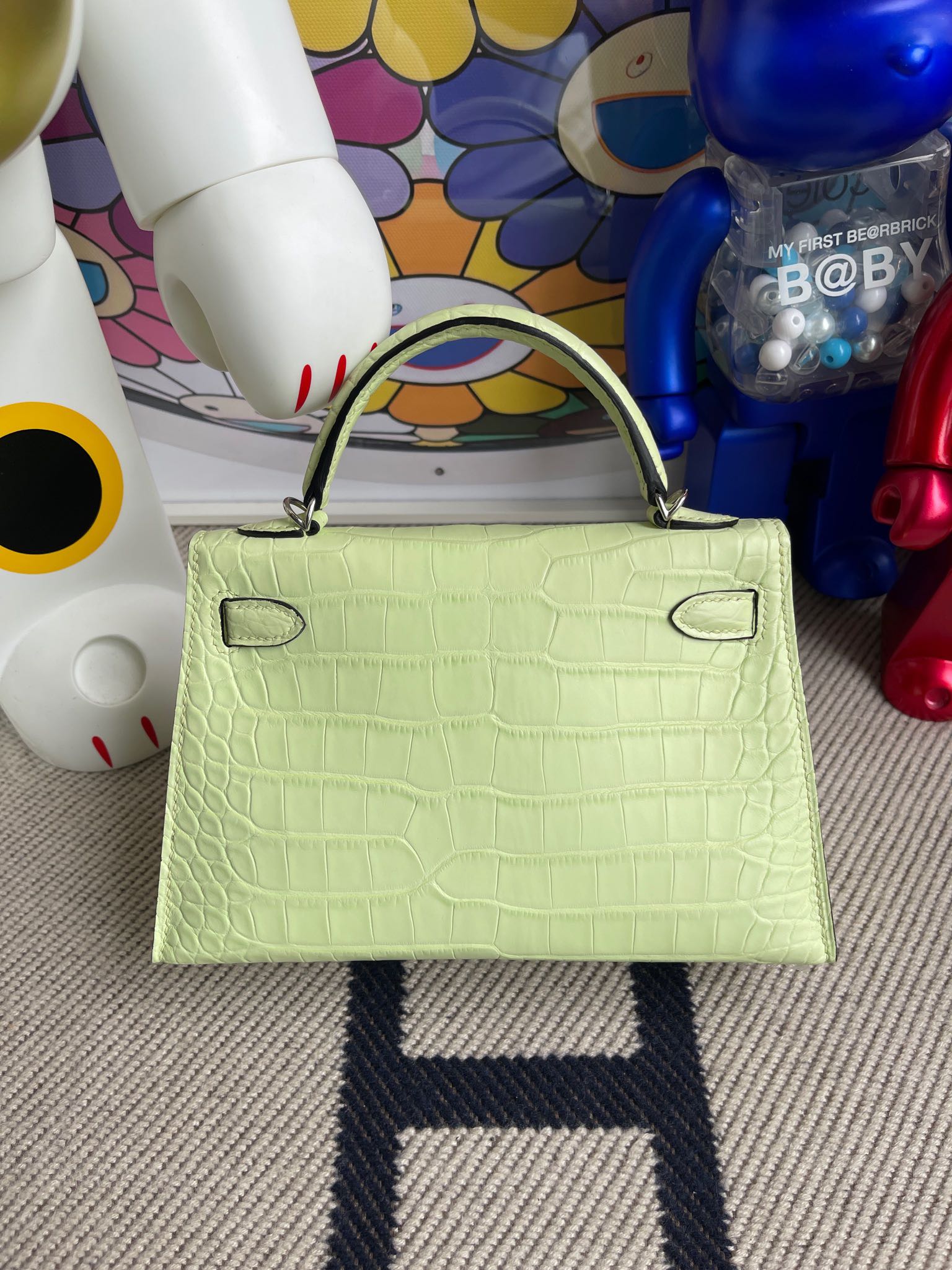 Hermès（爱马仕）Mini kelly ll Alligator matt 雾面鳄鱼 R9 嫩芽绿 银扣 顶级手缝 现货