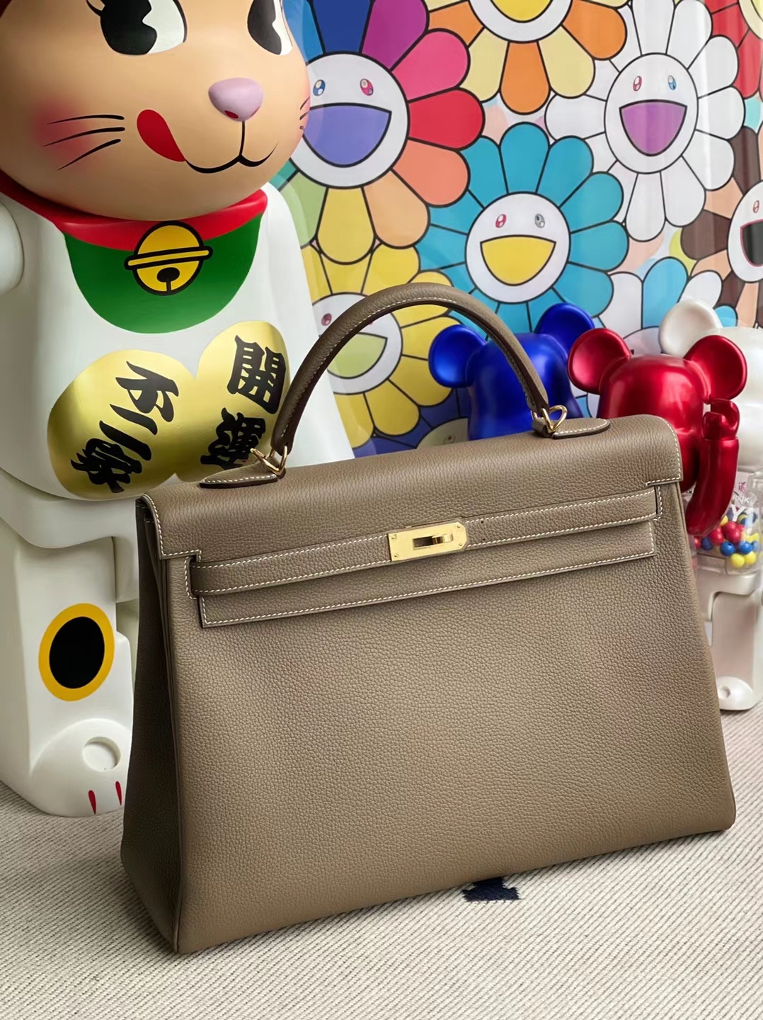 Hermès（爱马仕）Kelly 凯莉包 Togo Ck18 大象灰 金扣 35cm