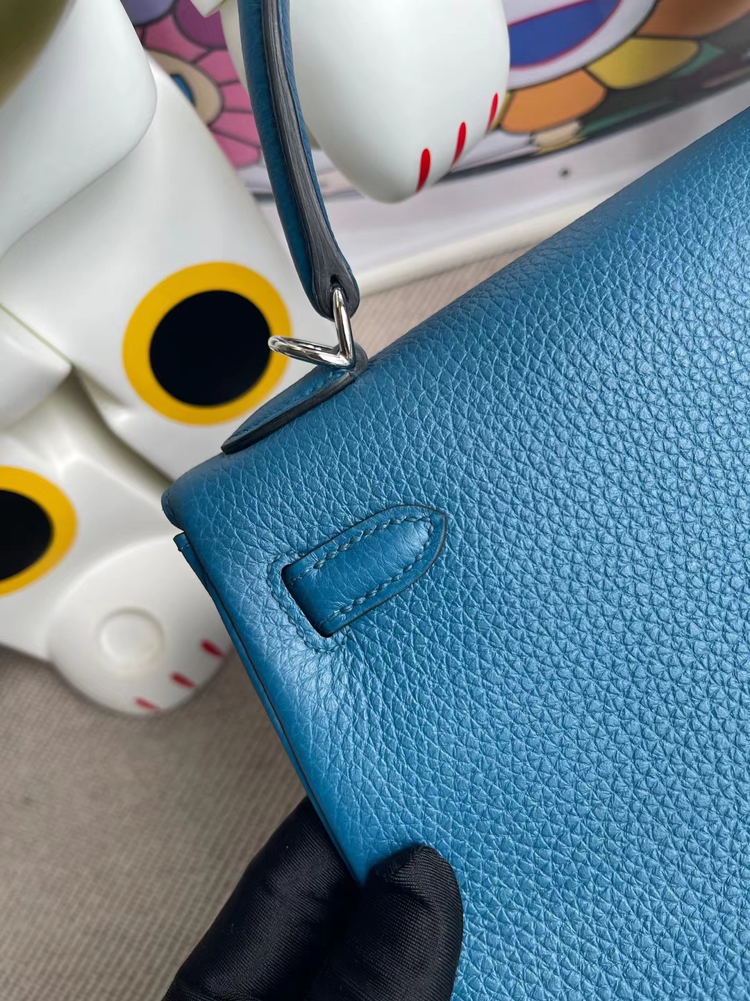 Hermès（爱马仕）Kelly 凯莉包 togo 加利西亚蓝 银扣 25cm