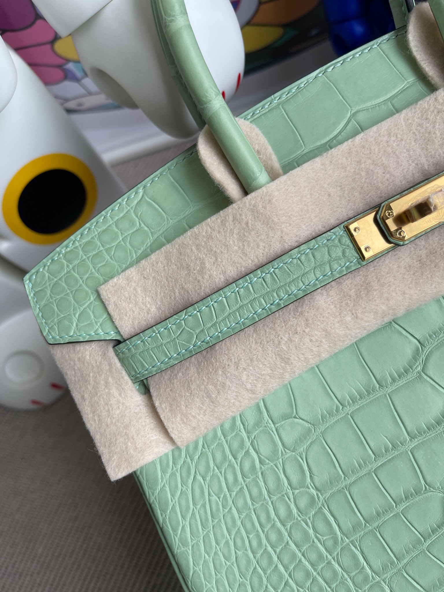 Hermès（爱马仕）Birkin 铂金包 Alligator matt 雾面鳄鱼 6U 薄荷绿 金扣 25cm 顶级手缝