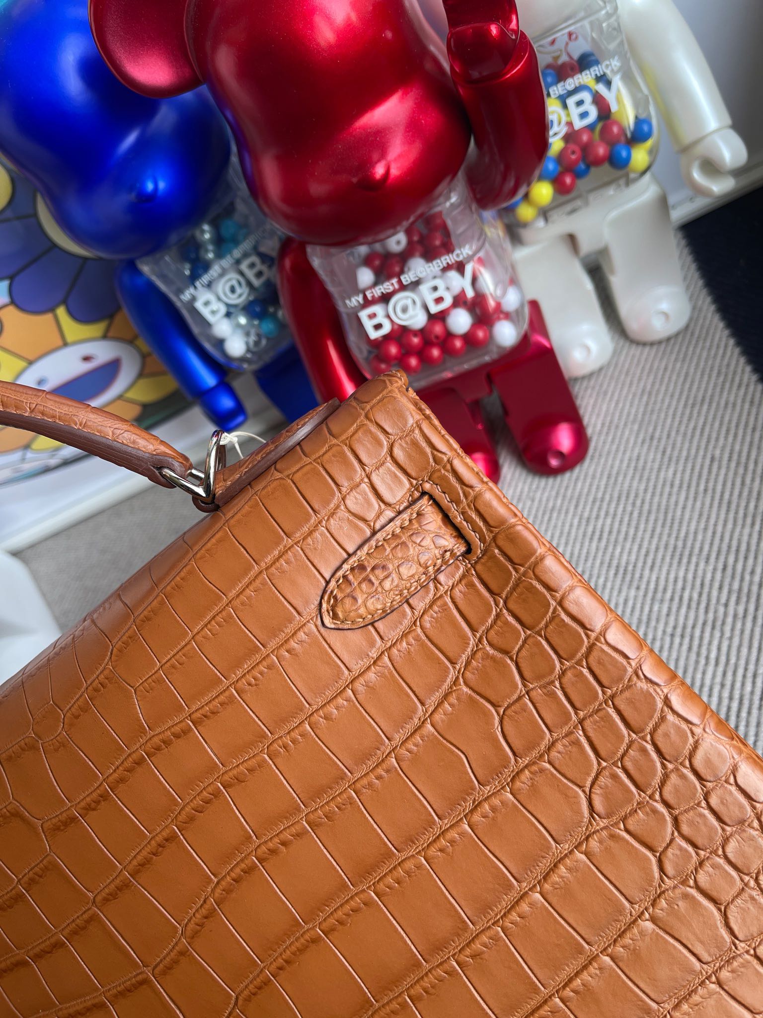 Hermès（爱马仕）Kelly 凯莉包 Porosus matt 雾面鳄鱼 金棕色 Gold 银扣 32cm 顶级手缝